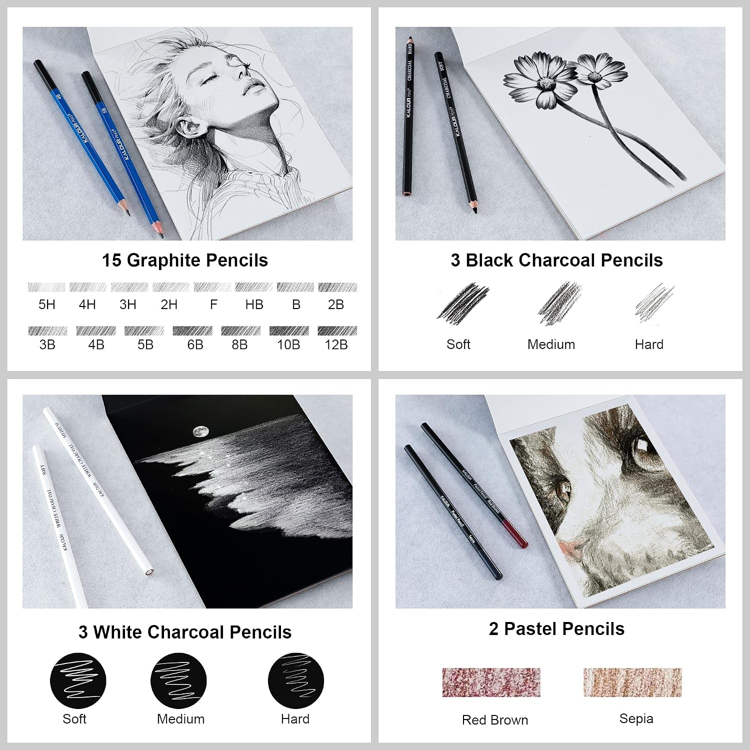 Thumbnail 6 de KALOUR Art Set 140-teiliges Zeichen- & Malset mit Buntstiften, Aquarellfarben und Skizzenbuch (inkl. Etui)