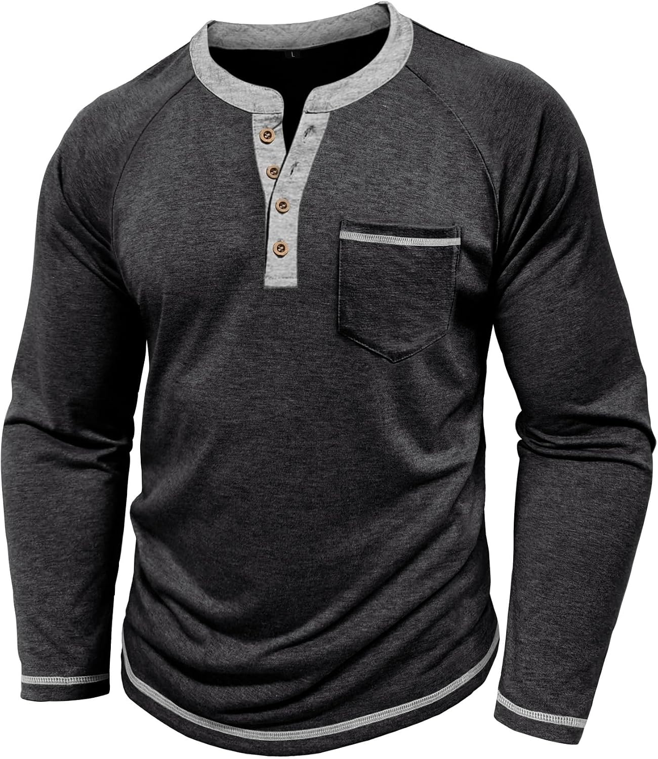 Detalle de Henley Shirt Herren Langarm Langarmshirt