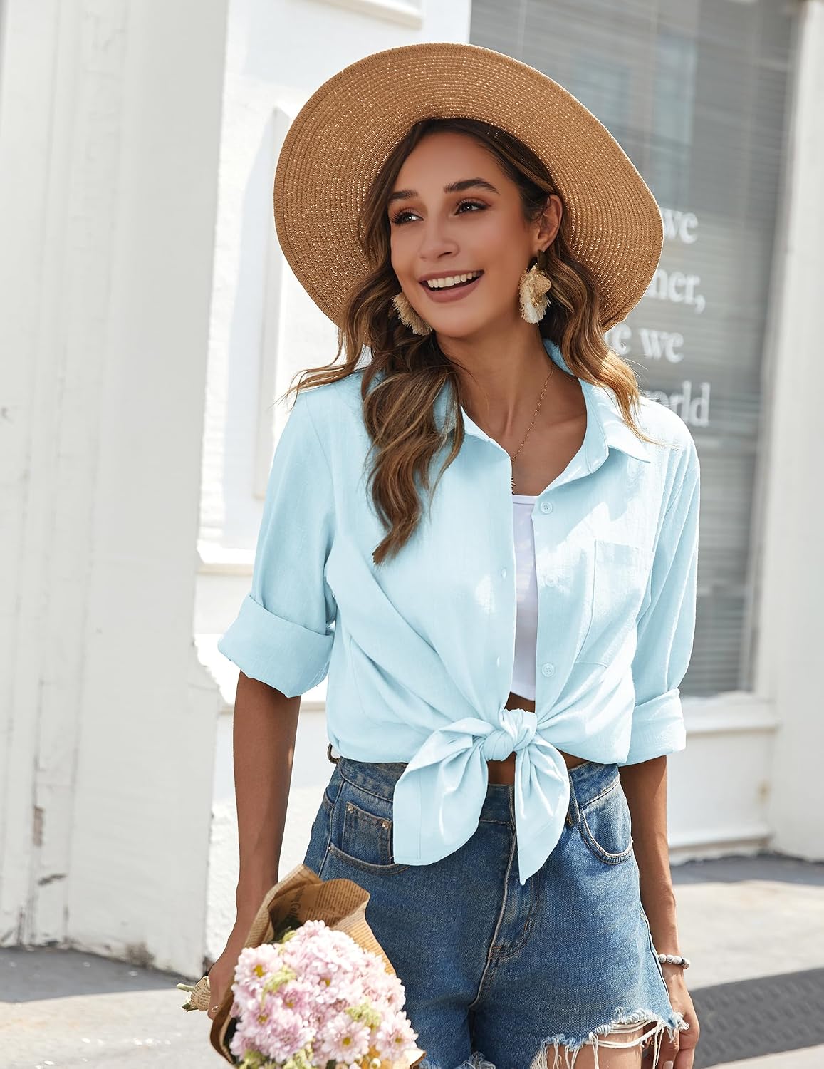 Thumbnail 5 de Zeagoo Cotton Gauze Button Down Shirt Loose Fit