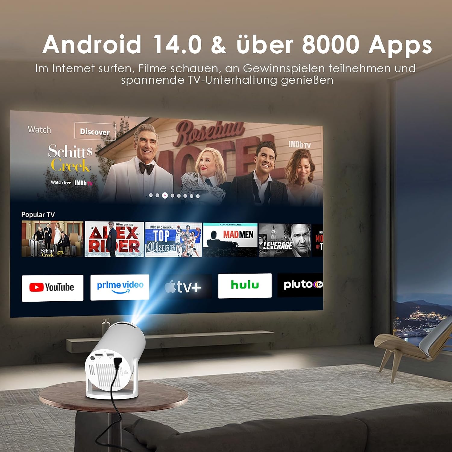 Detalle 2 de Salange Mini Beamer 2026 mit Android, 4K
