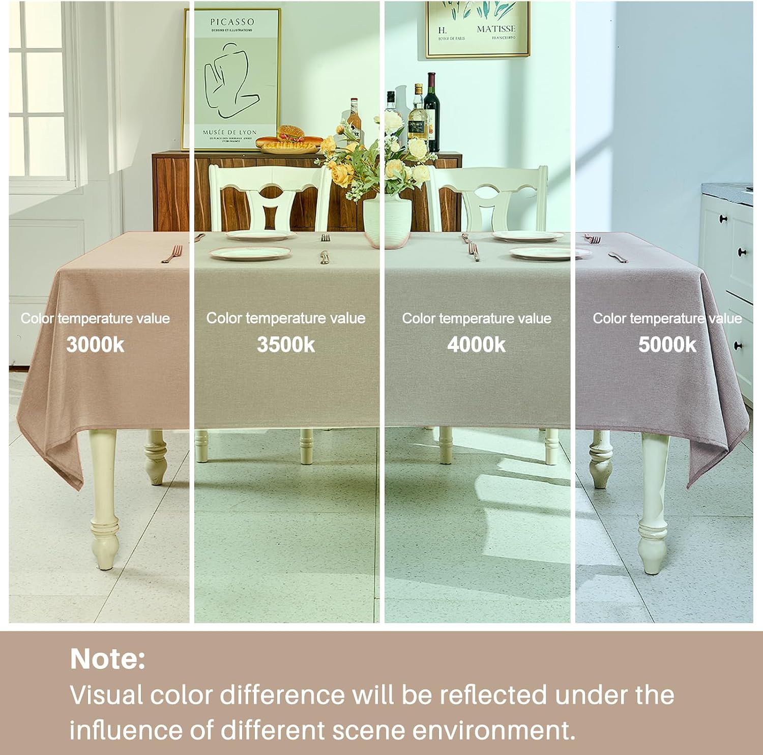 Detalle de IVAPUPU Textured Linen Table Cloth for Rectangle Tables – Khaki 60 x 84 Inch