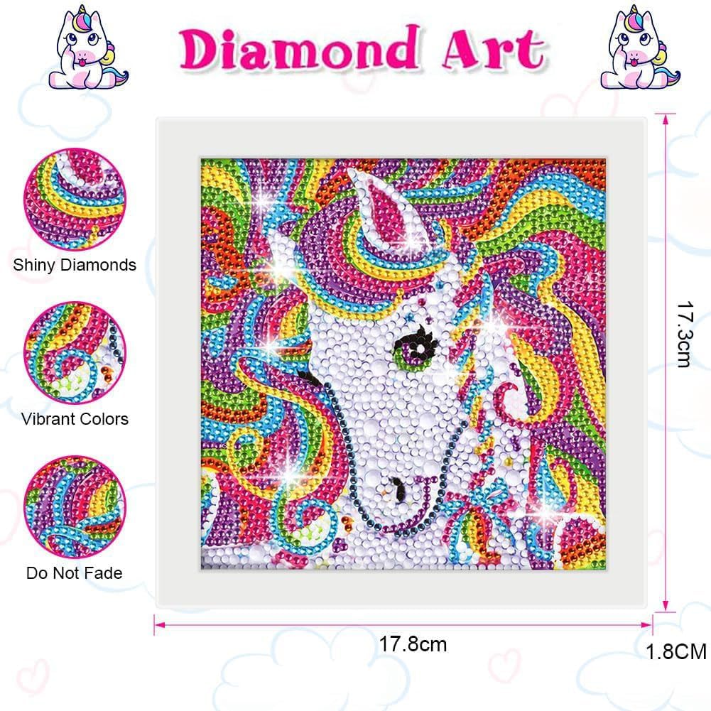 Detalle 2 de AUAUY Diamond Painting Kit 5D con cornice in legno (tema unicorno)
