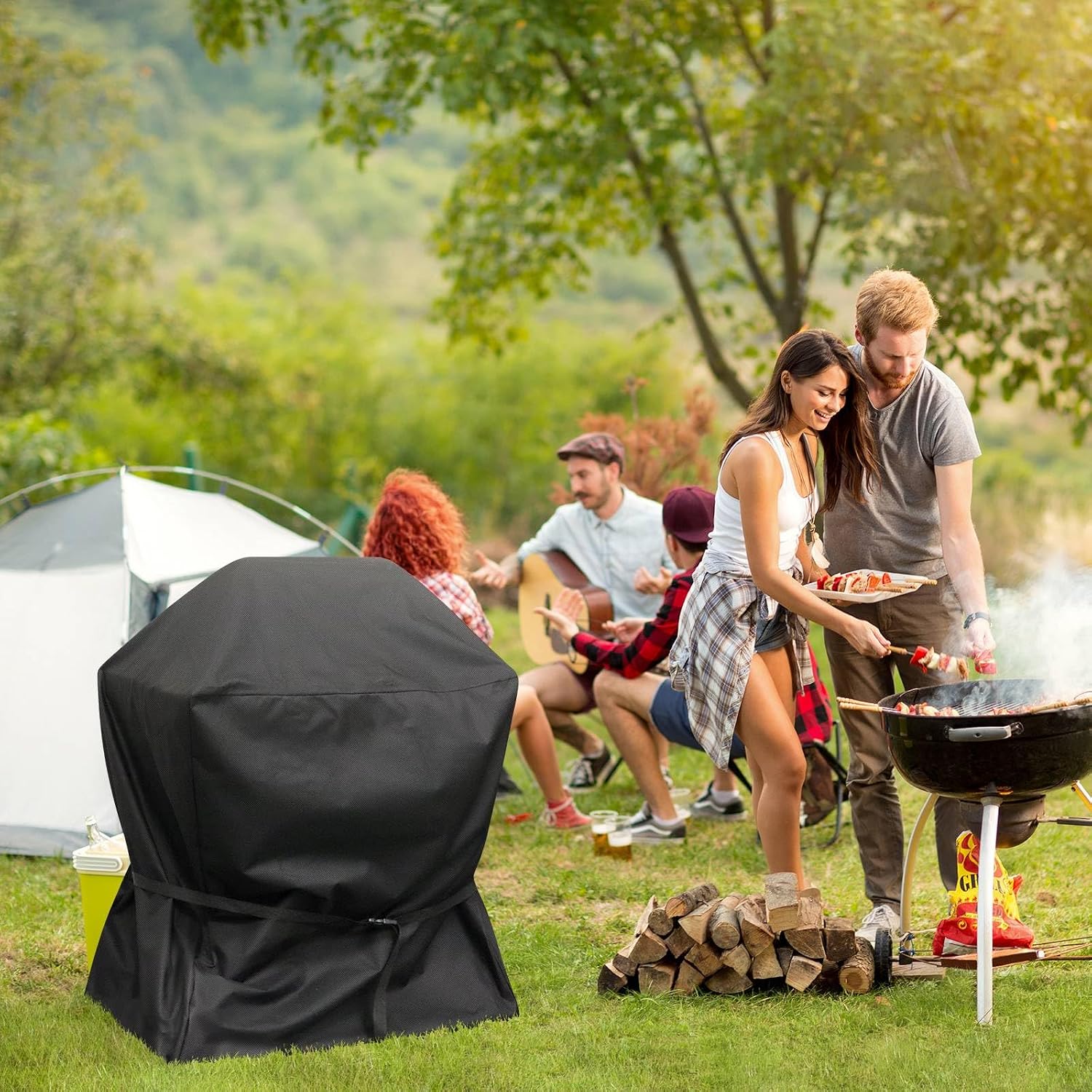 Detalle 2 de Raweao 372 grillskydd i Oxford 600D med dragsko, 82 x 67 x 110 cm