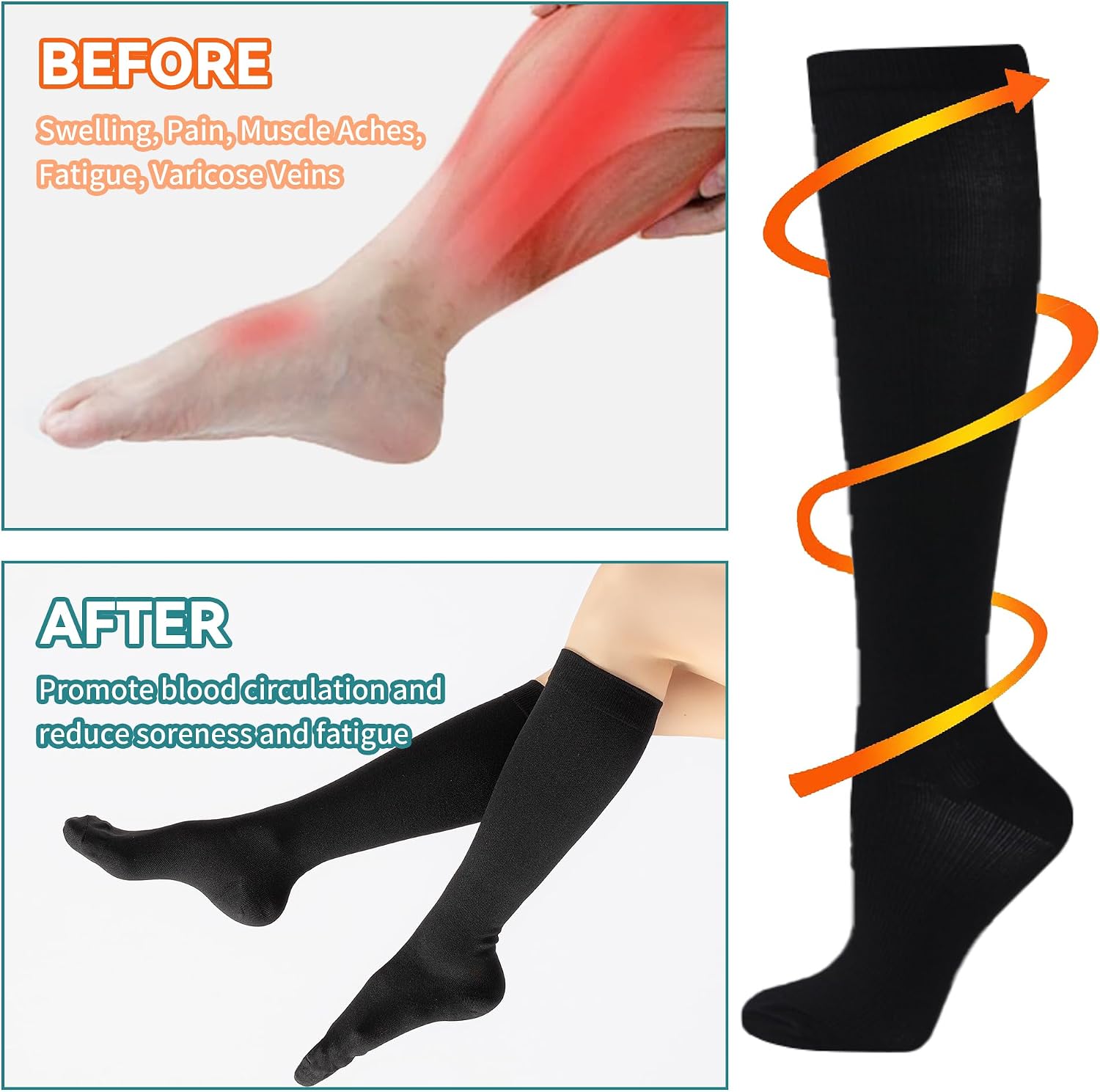 Detalle de BISOUSOX 15-20 mmHg Calze compressive al ginocchio