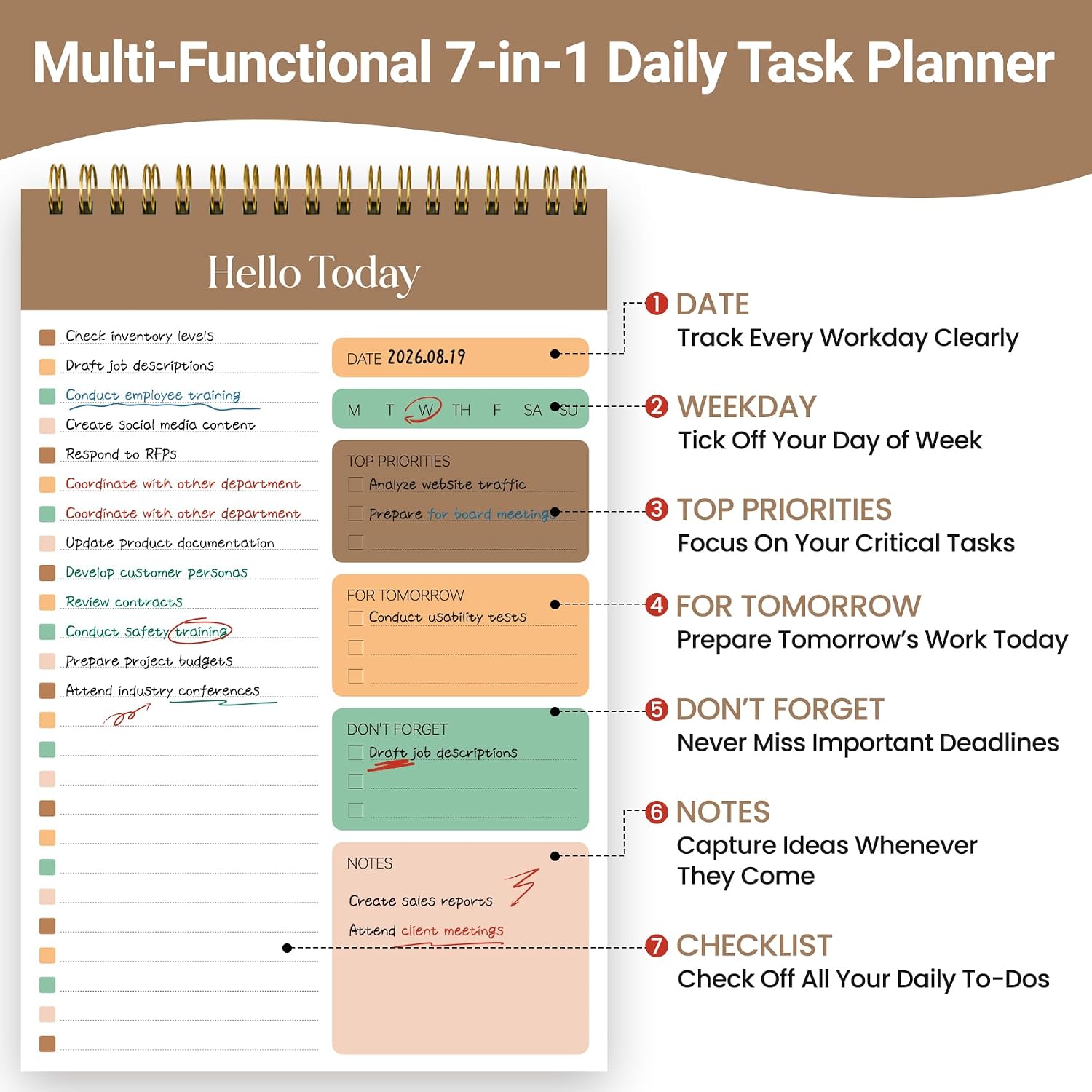 Detalle de KORANEL To-Do List Notepad, 60 Sheets