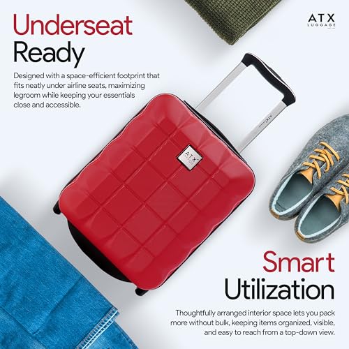 Thumbnail 6 de ATX Luggage 40x30x20cm Underseat Cabin Bag (Wine Red) – 24 Litres
