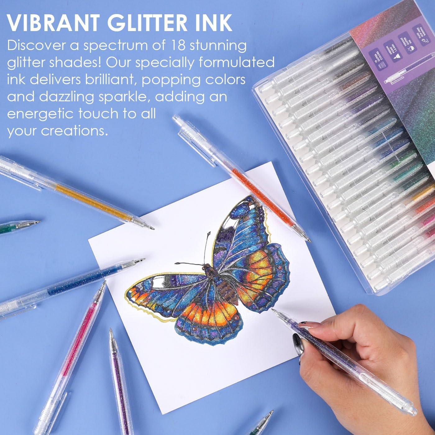 Detalle de Grabie penne gel glitterate 18 colori