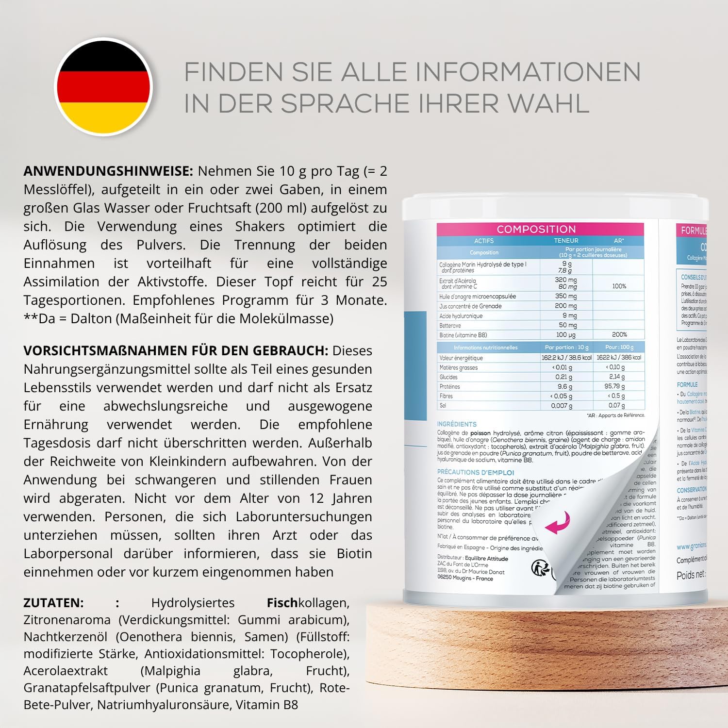 Thumbnail 2 de Kollagen Pulver 250 g mit Biotin, Vitamin C, Hyaluronsäure (Marine Kollagen) und Zitronengeschmack