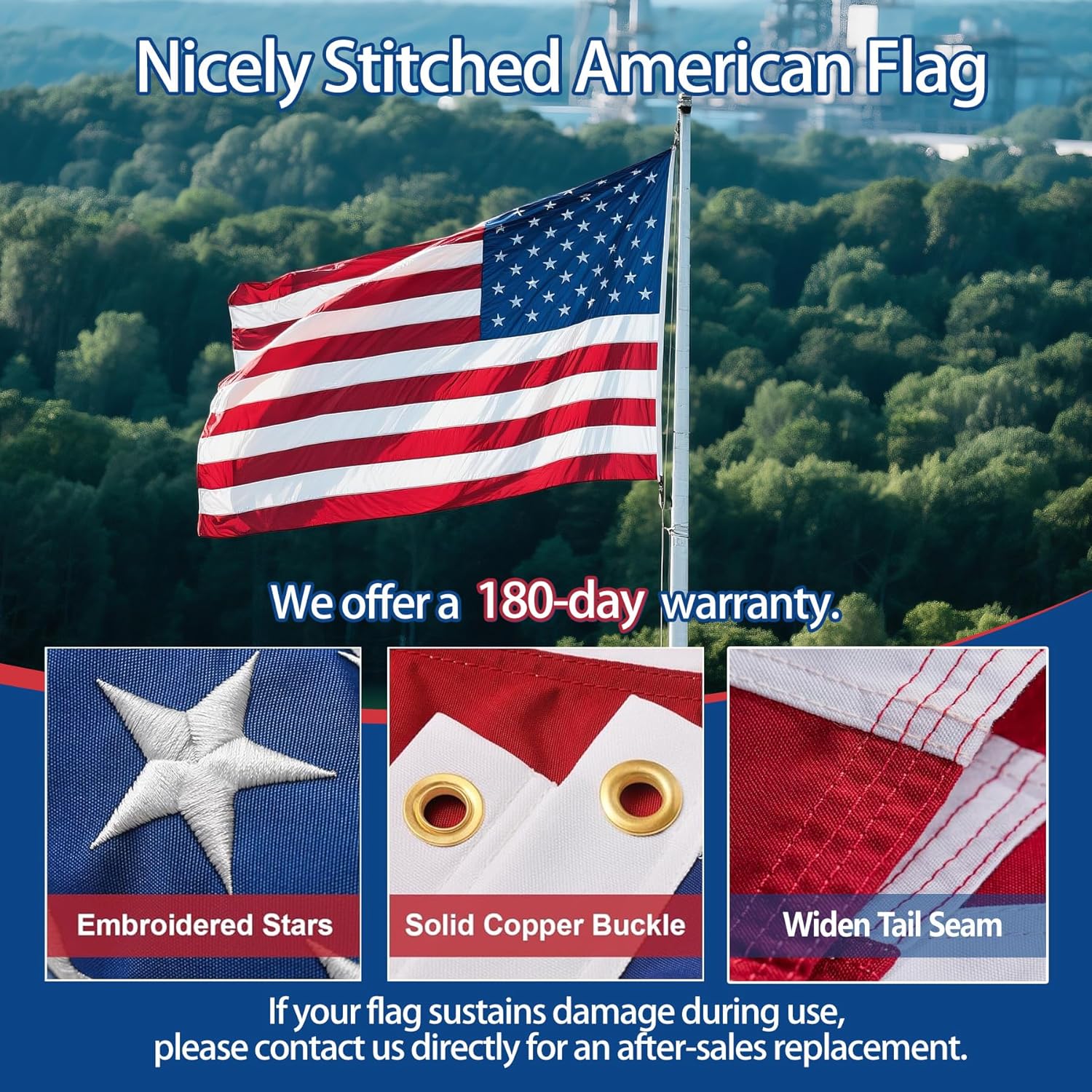 Detalle 2 de American Flag Durable Nylon 3x5 Ft Outdoor