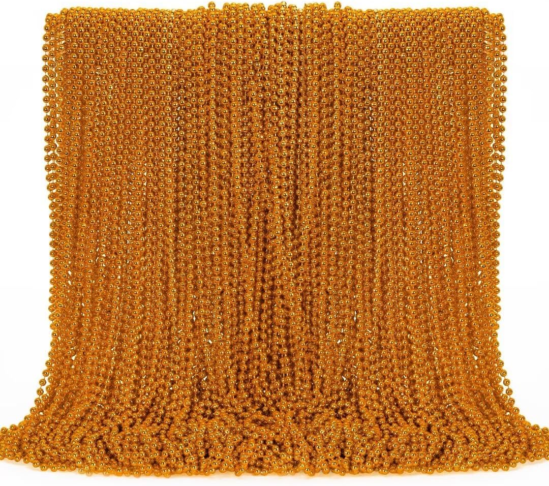 Detalle de 72PCS Mardi Gras Beads Orange Beaded Necklace Party Favors (33 in) for Mardi Gras & Halloween Events
