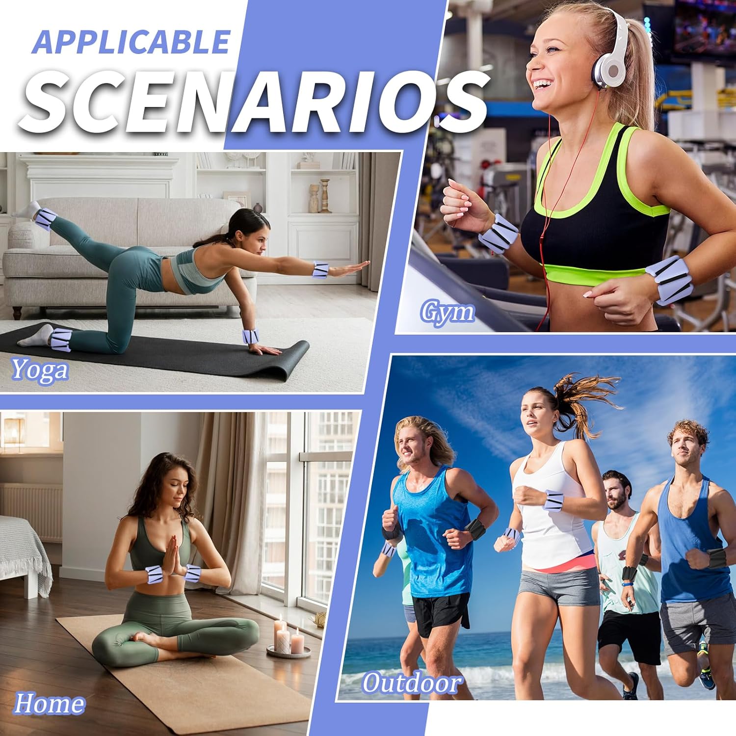 Thumbnail 4 de Wrist & Ankle Weights for Women – 2 x 1lb Adjustable Silicone Weights with Carry Bag