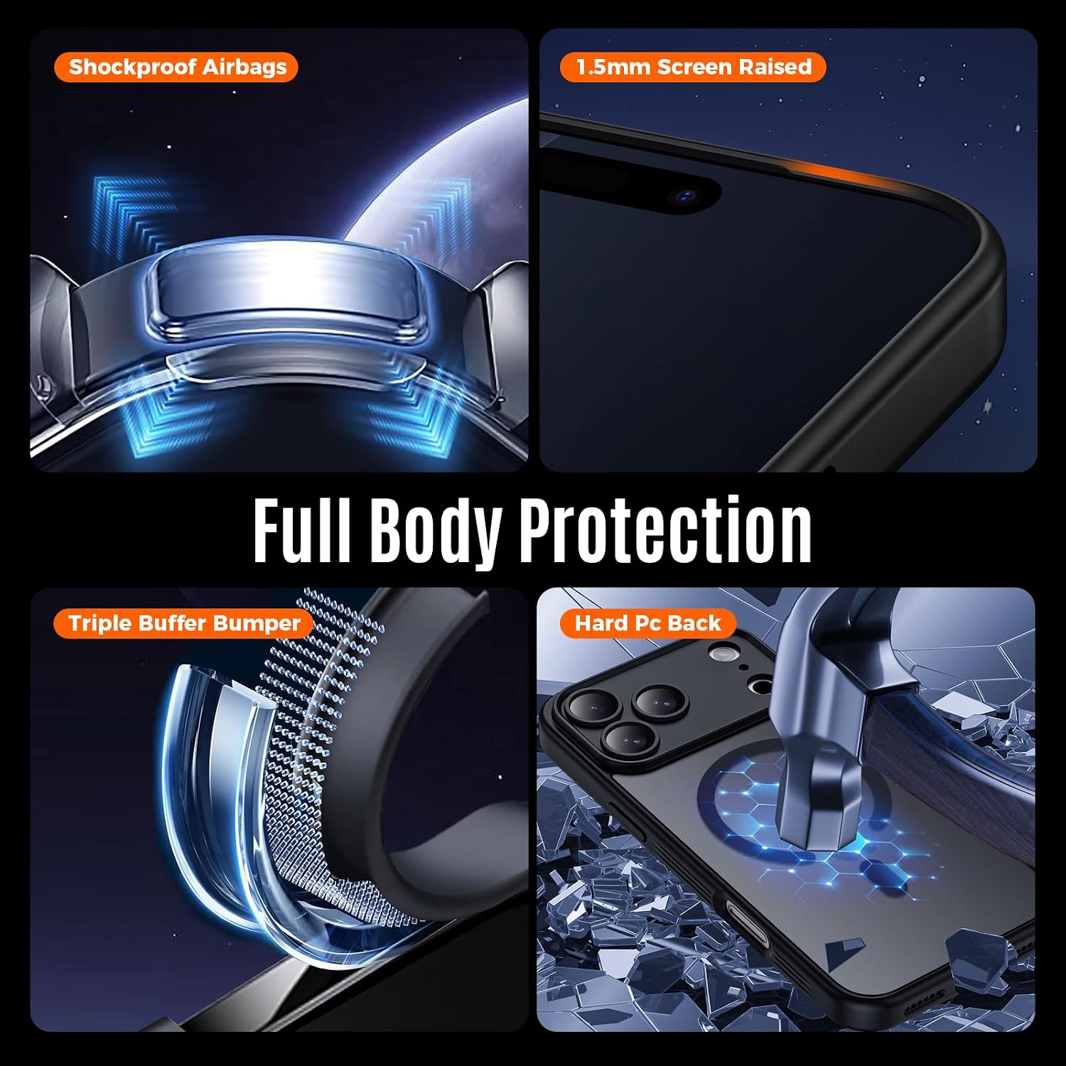 Thumbnail 4 de Symcele Case for iPhone 17 Pro Max with MagSafe — 15 ft Drop Protection, Camera Cover, Matte Translucent Black