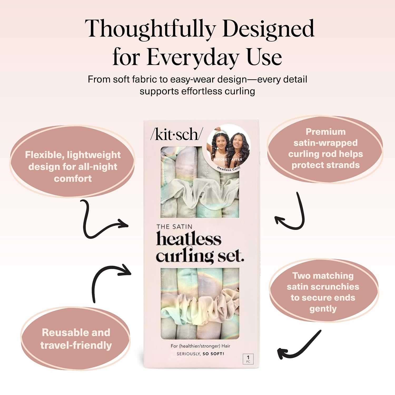 Detalle 2 de Kitsch Satin Heatless Curling Set 34" ๐โ