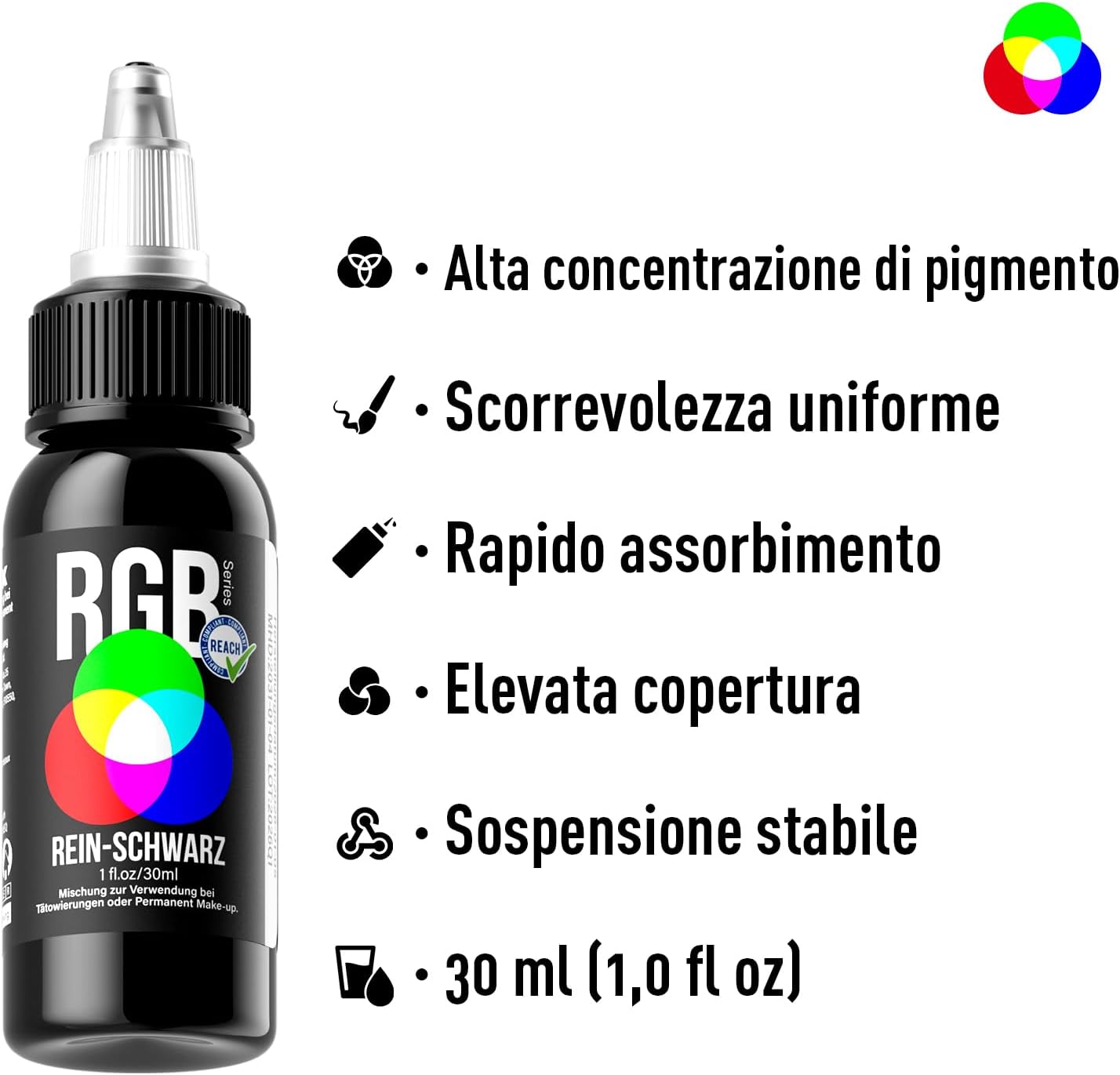 Detalle de HAWINK Inchiostro per Tatuaggi Nero 1oz (30ml) TI205DE-30-001