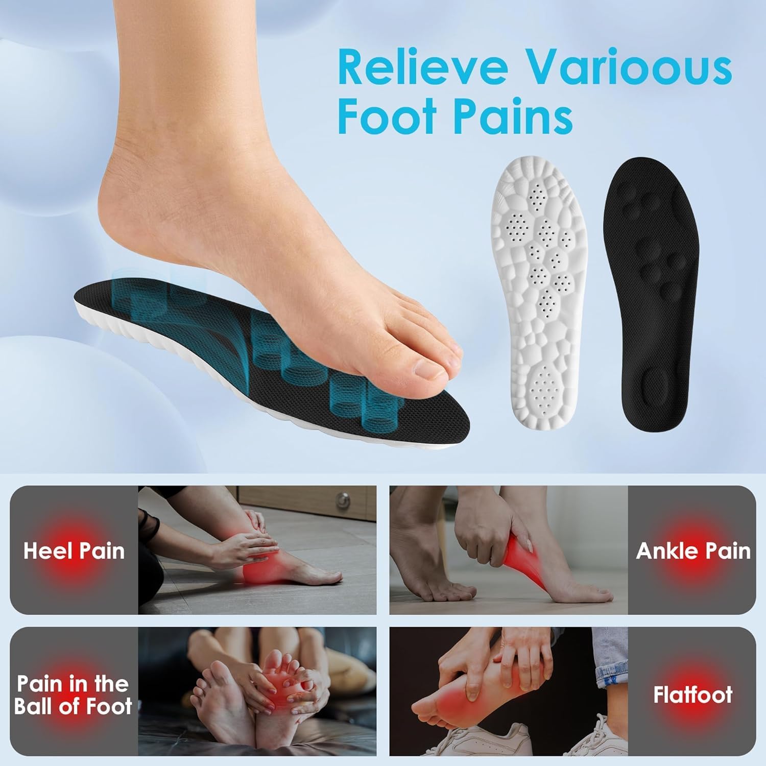 Detalle de Orders My 4D Cloud Steppers Insoles: Cloud-Soft Comfort with 4D Memory Foam for Everyday Support