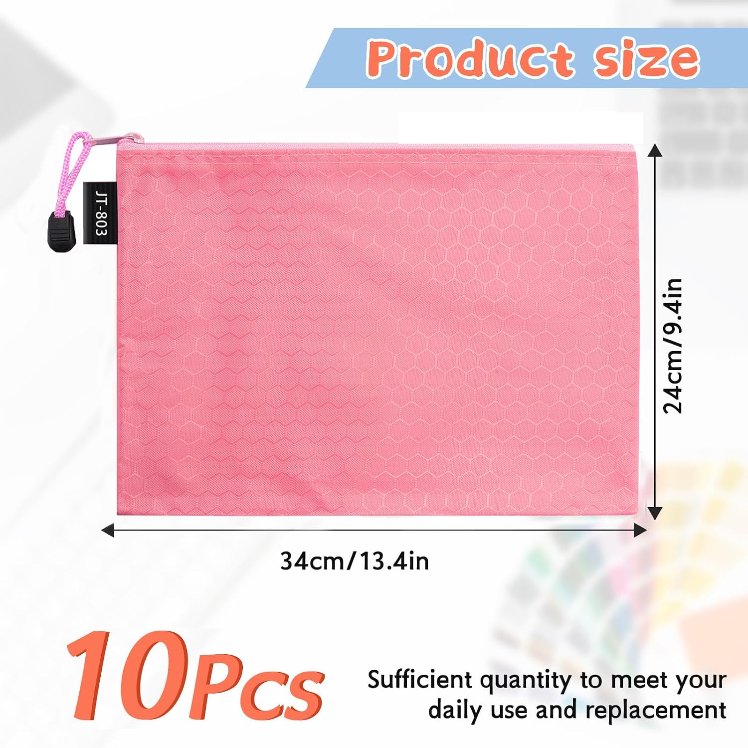 Detalle de LUHIUMOYA A4-Stück Dokumententasche – Wasserdichte Reißverschluss-Ordnertasche in Rosa (10er Pack)