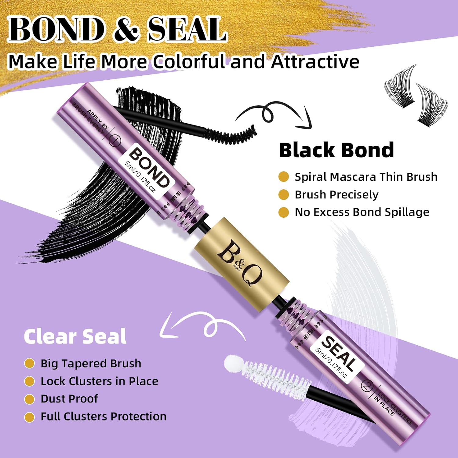 Detalle de B&Q Lash Cluster Glue 10ML: Bond & Seal for Waterproof Lash Clusters