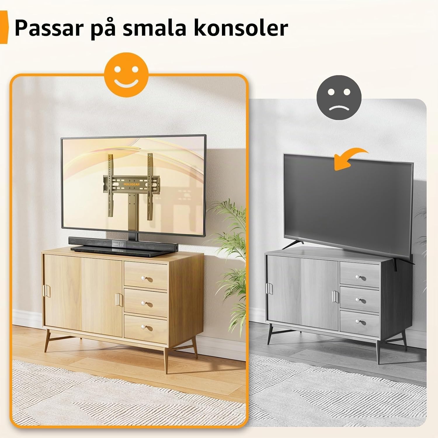 Detalle de Perlegear PGTVS04-E TV-golvstativ för 26–55 tum, höjdjusterbart upp till 40 kg