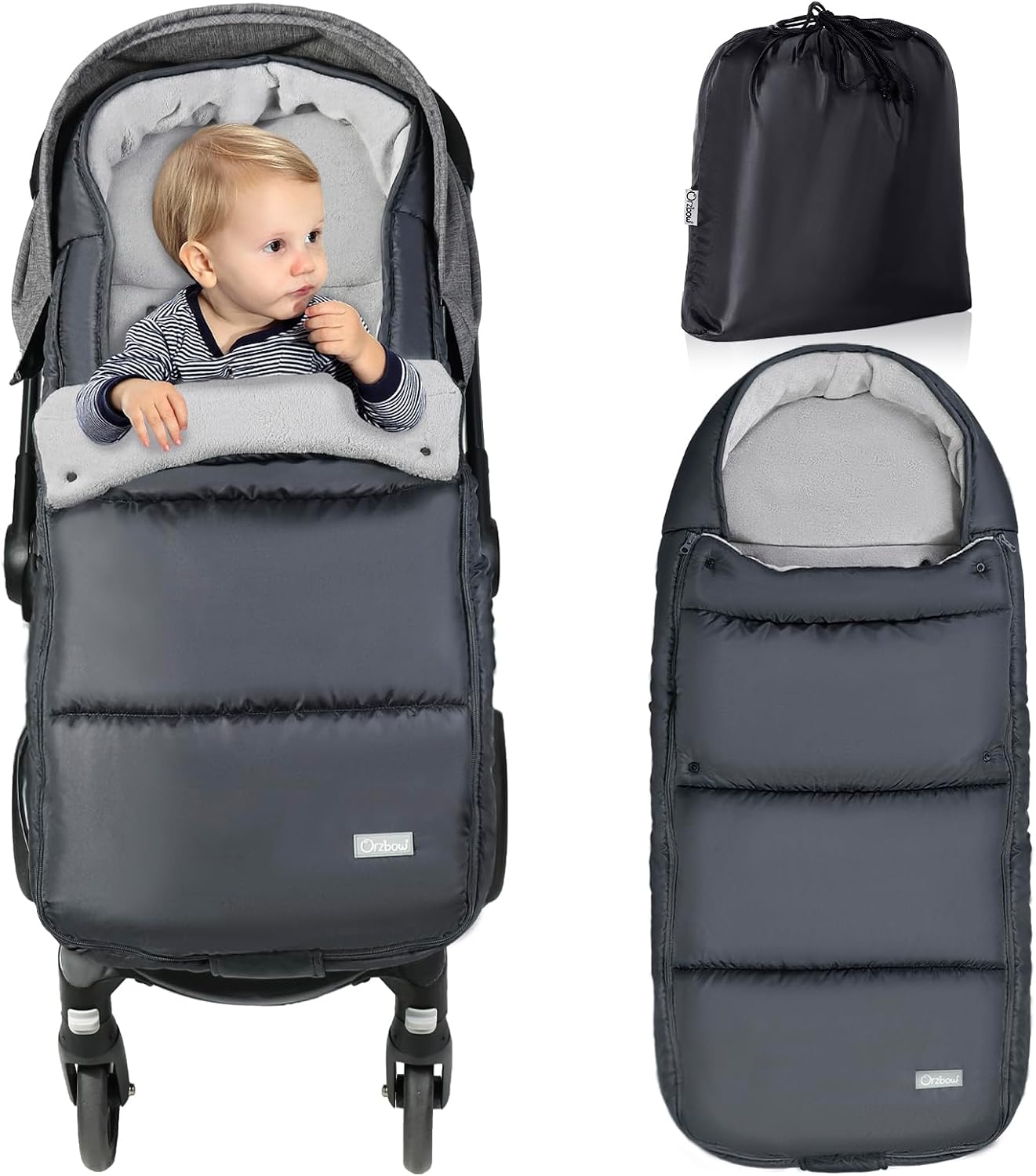 Thumbnail 6 de Orzbow Universal Footmuff for Pushchair Large Dark Grey 🧷