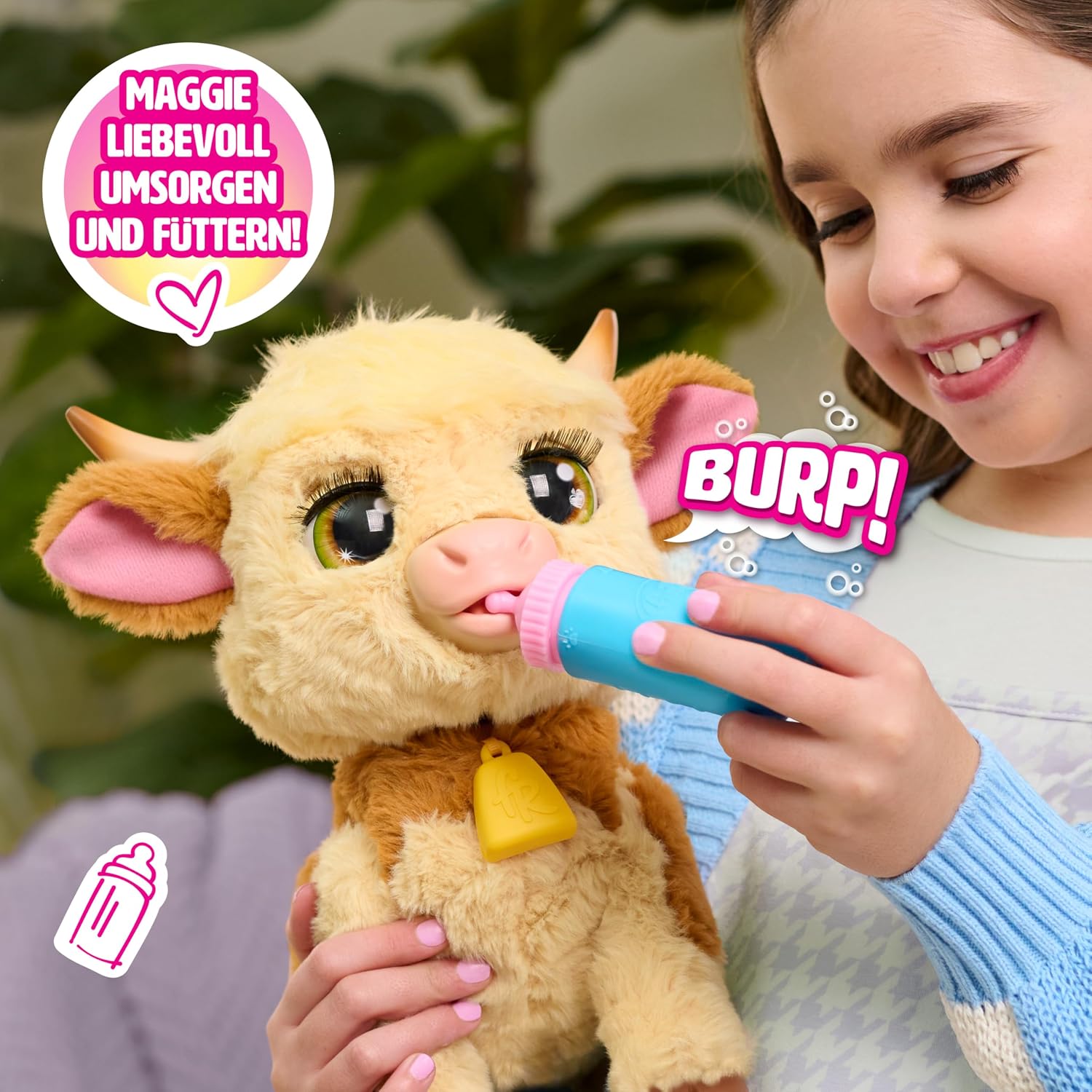 Detalle de Just Play furReal Maggie, die Kuh – interaktives Funktionsplüschtier (50+ Geräusche, 28 cm) ab 4 Jahren