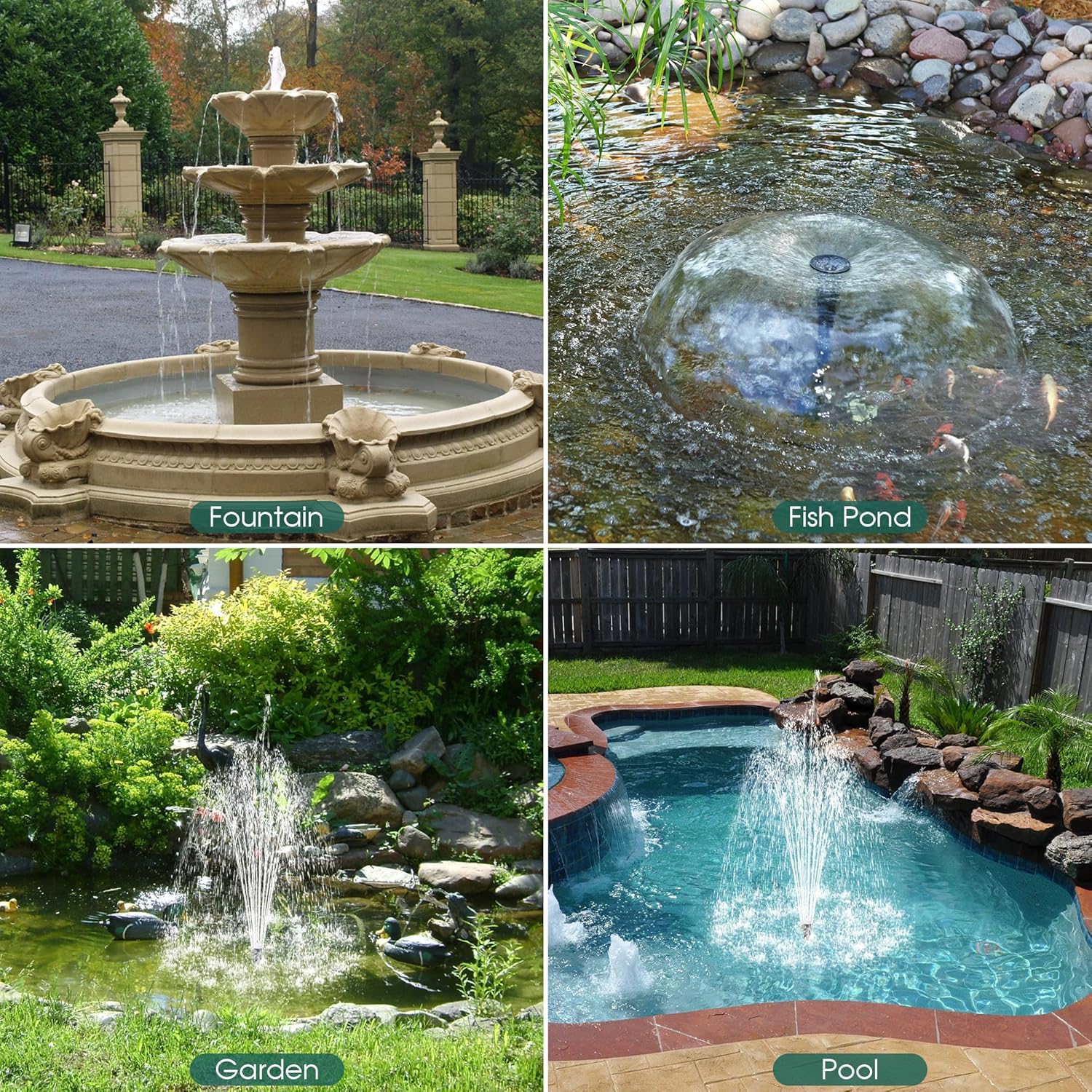 Detalle de Biling 20W Solar Water Fountain Pump (4 Nozzles) for Ponds, Gardens & Dog Paddling Pools
