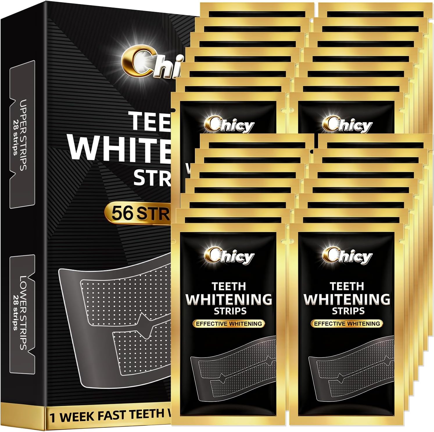 Teeth Whitening Strip for Sensitive Teeth – 56 Strips (28 Treatments) | Non-Slip, Fast Results