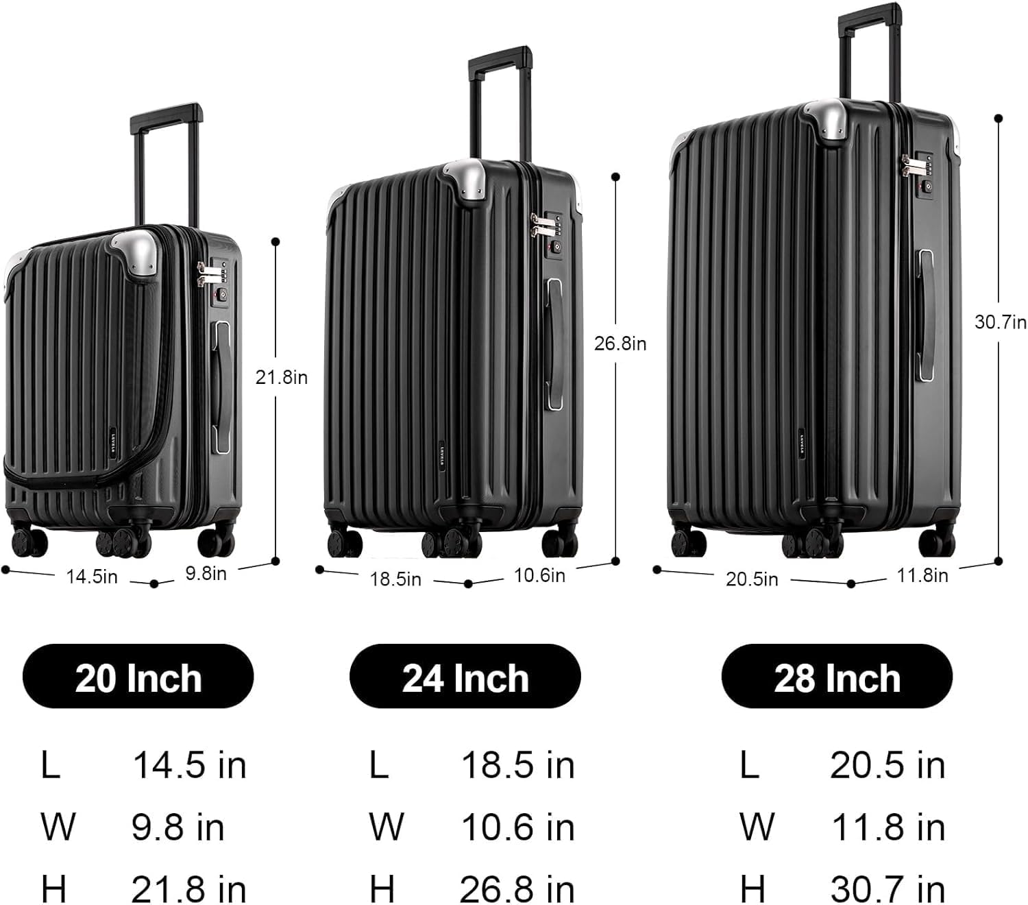 Detalle de LEVEL8 3 Piece Suitcase Set with TSA