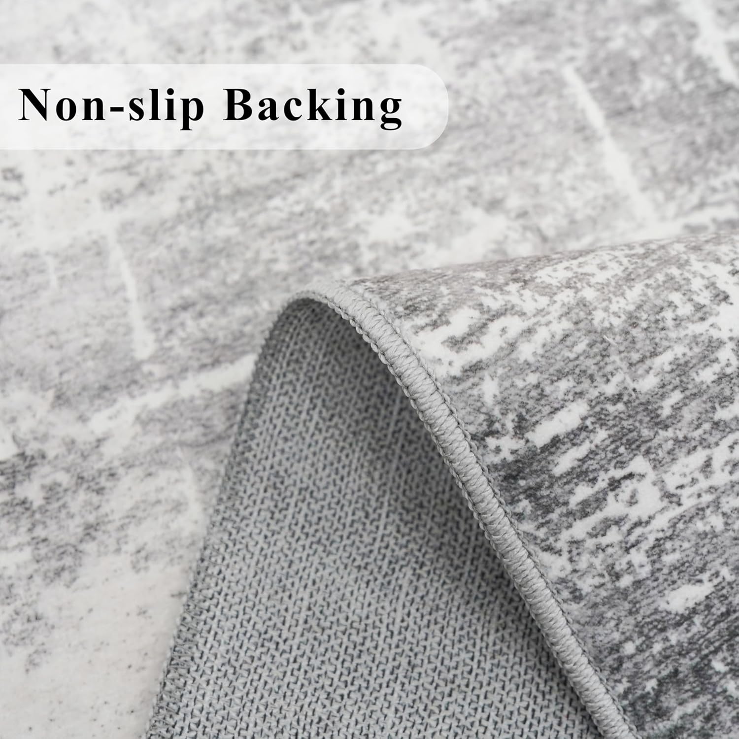 Detalle de Abstract 2x3 Entryway Rug — Washable, Water-Resistant, Non-Slip Doormat (Light Grey)