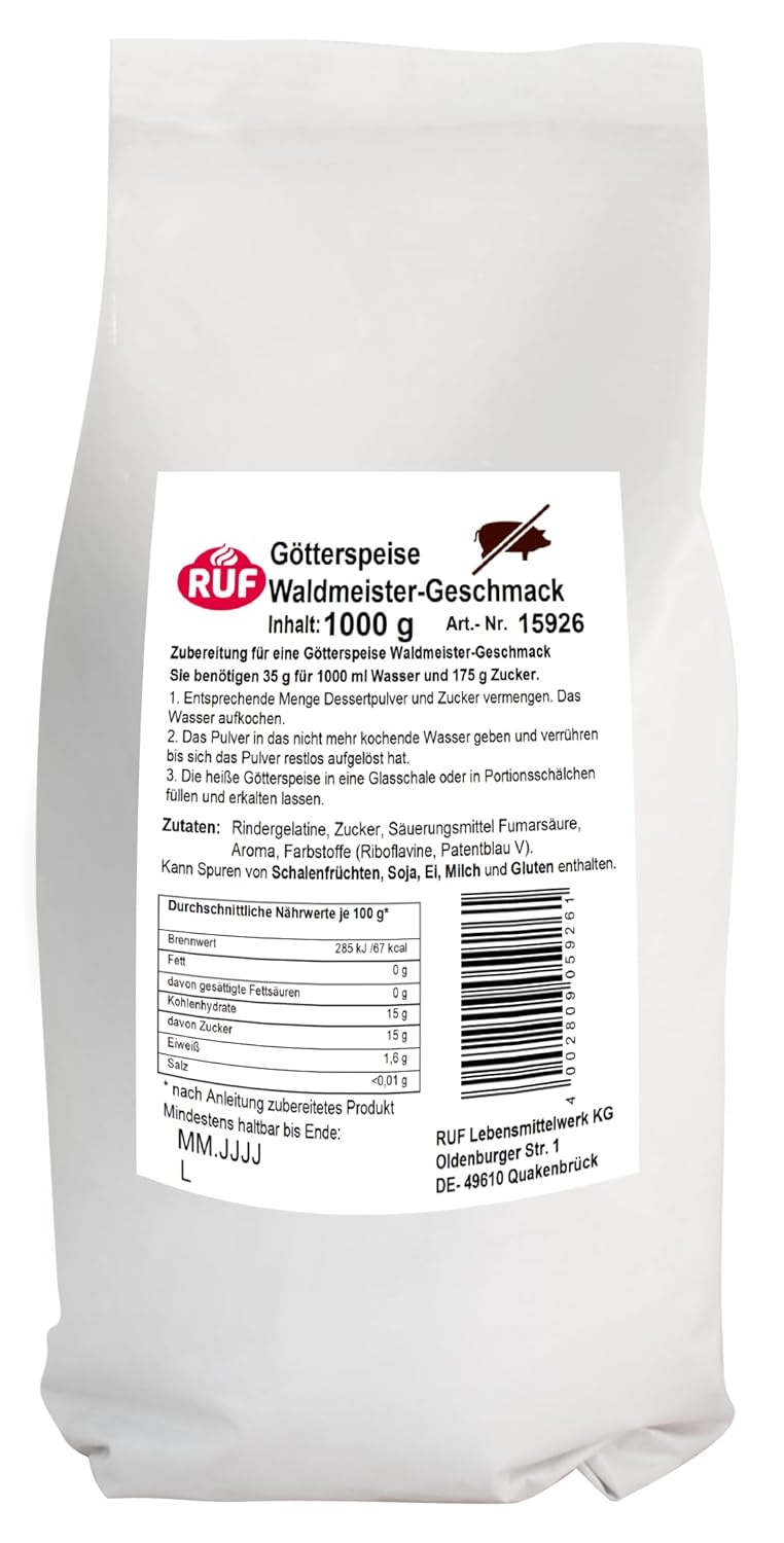 Thumbnail 5 de RUF Götterspeise Rindergelatine Kirsche (ohne Schweinegelatine), roter Wackelpudding – 1 x 1000 g