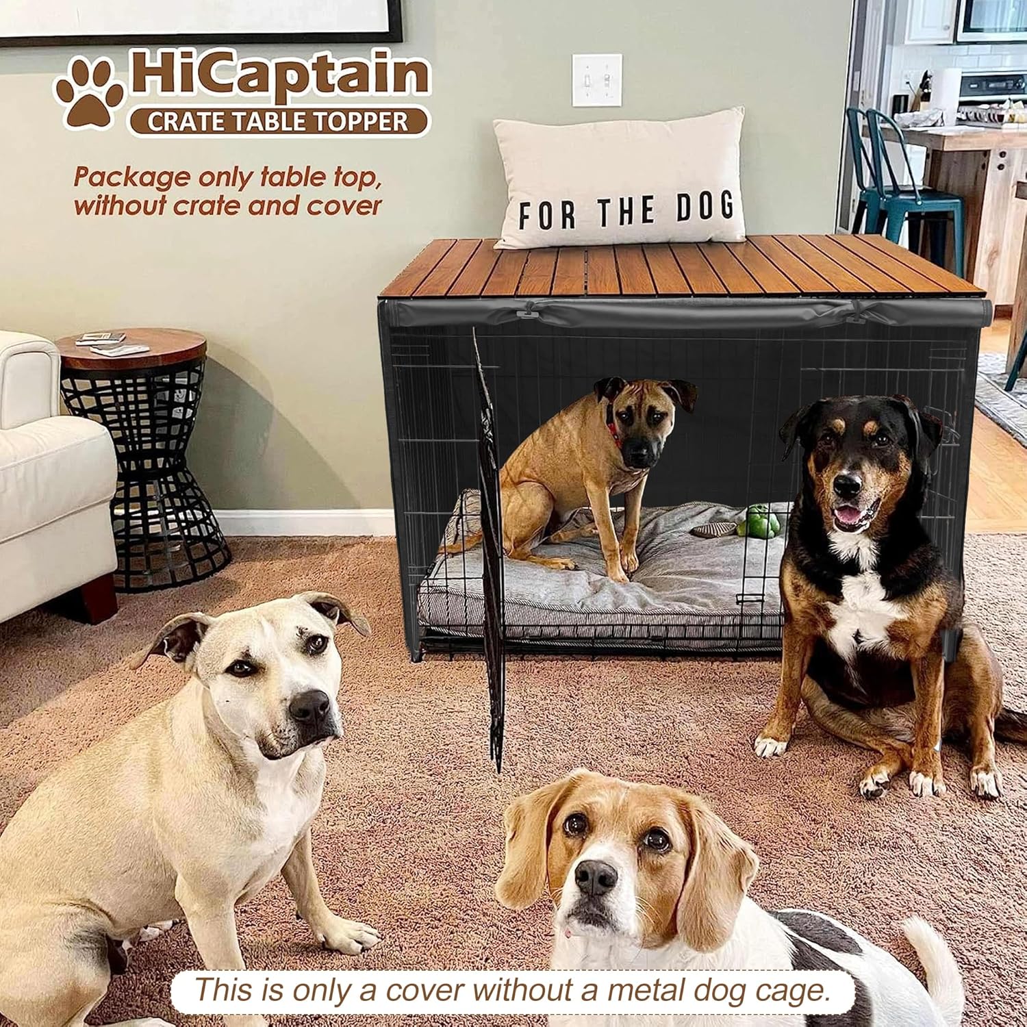 Thumbnail 6 de HiCaptain Dog Cage Cover for Wire Cages (Windproof, 63.5 x 48.3 x 50.8 cm) – Cover Only