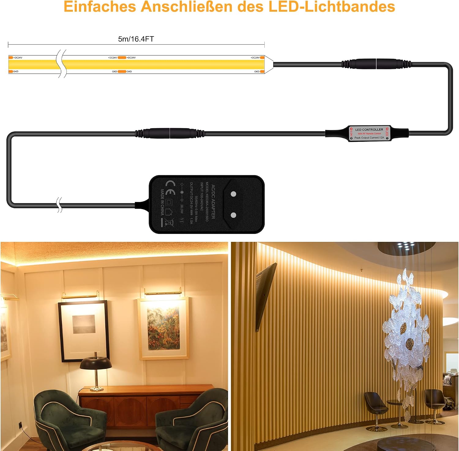 Detalle 2 de TTWAY COB LED Streifen 5 m 2700K Warmweiß