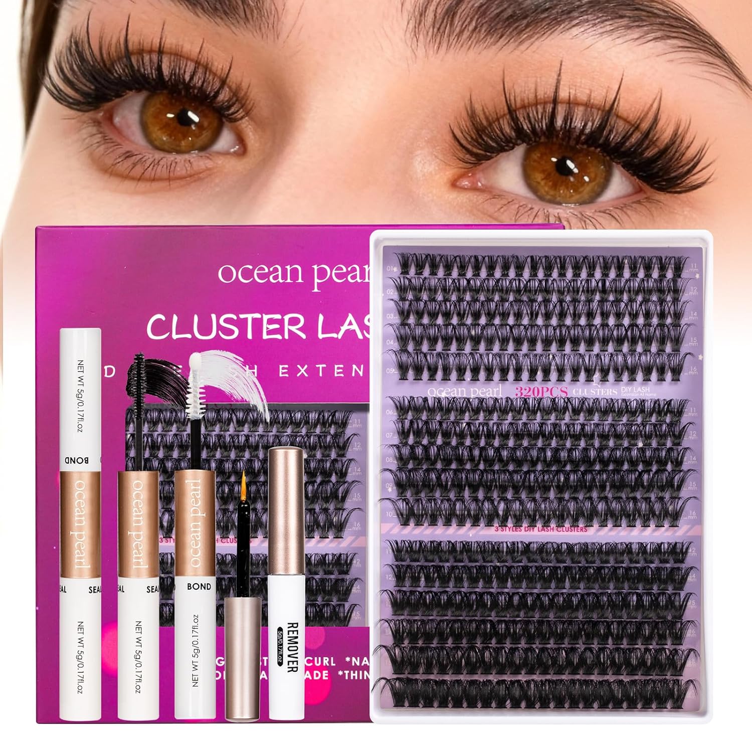 Thumbnail 1 de Ocean Pearl Lash Clusters 320pcs 11–20mm lashes