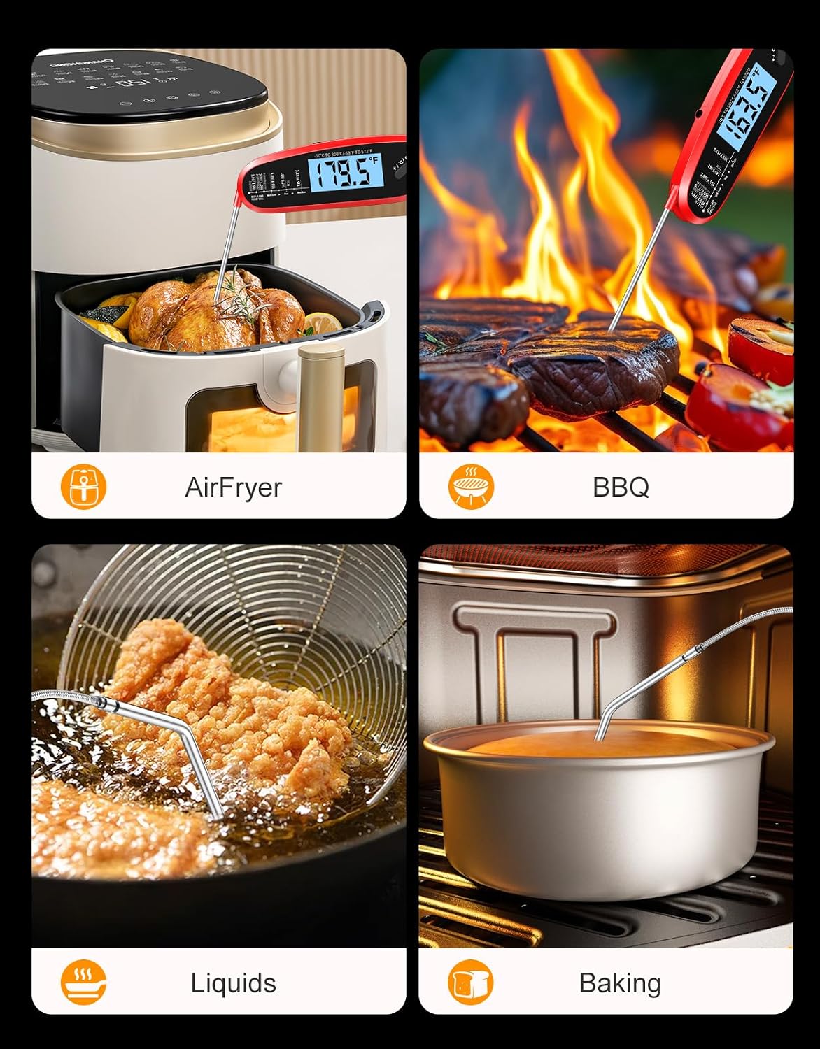 Detalle de Vuwwey Instant Read Dual-Probe Digital Meat Thermometer