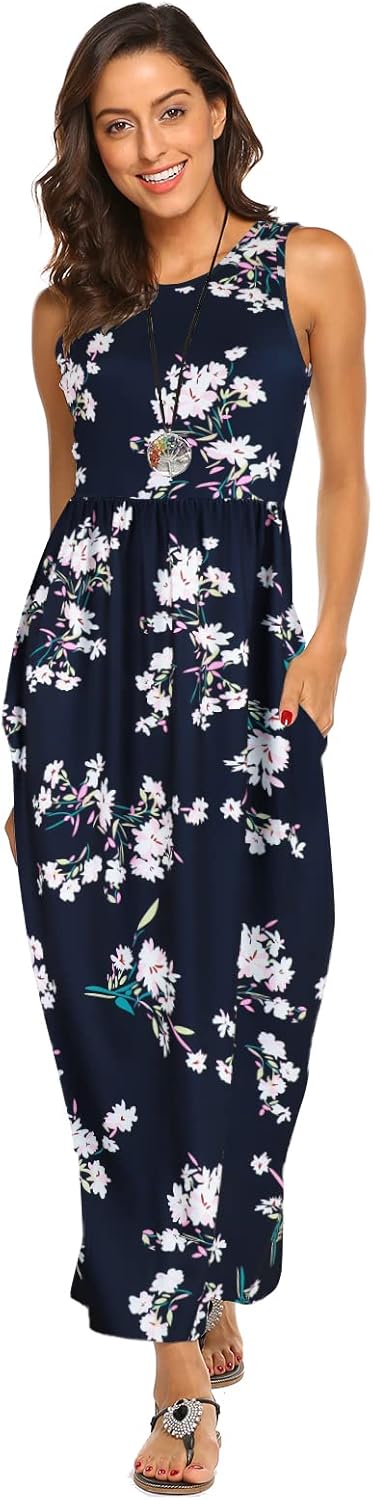 Thumbnail 1 de Hount Women’s Sleeveless Striped Flow y Maxi Dress with Pockets