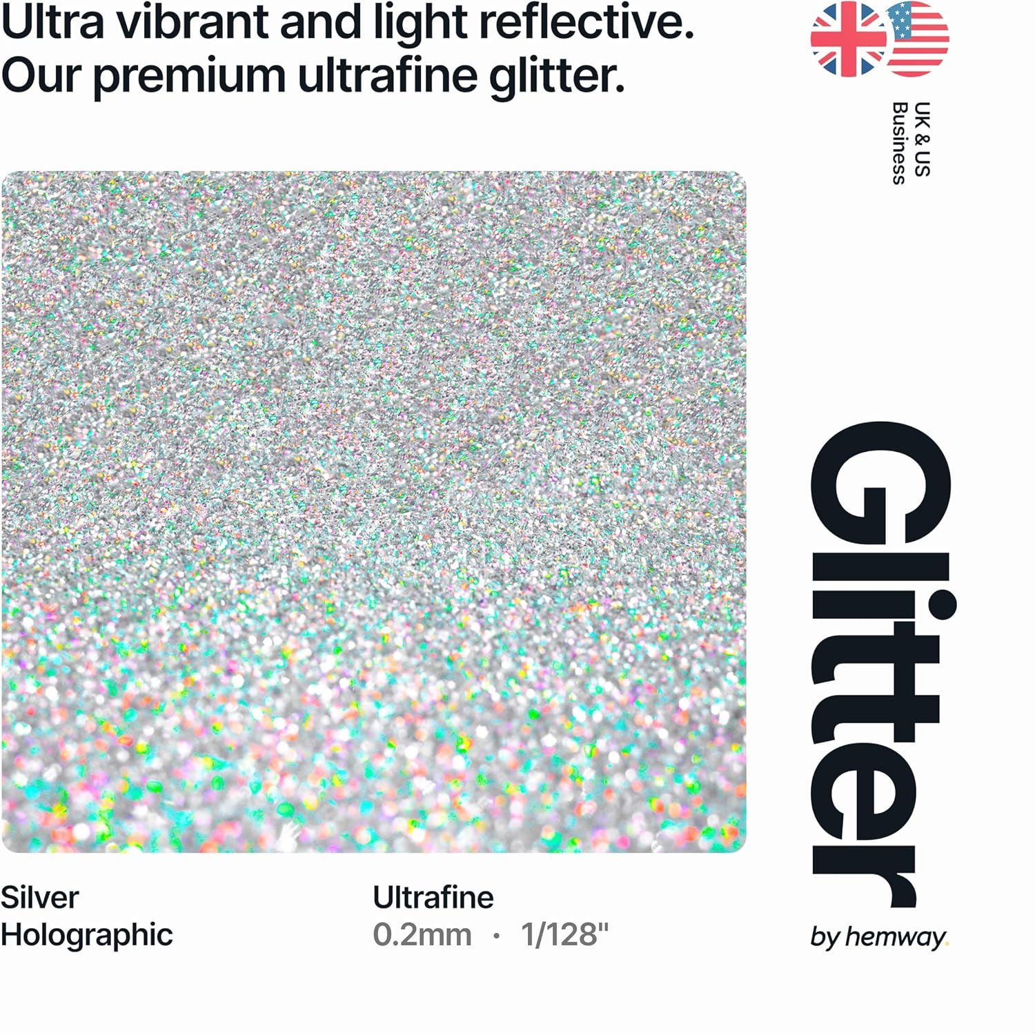 Detalle de Hemway Ultra Sparkle Glitter Silver Holographic 100g