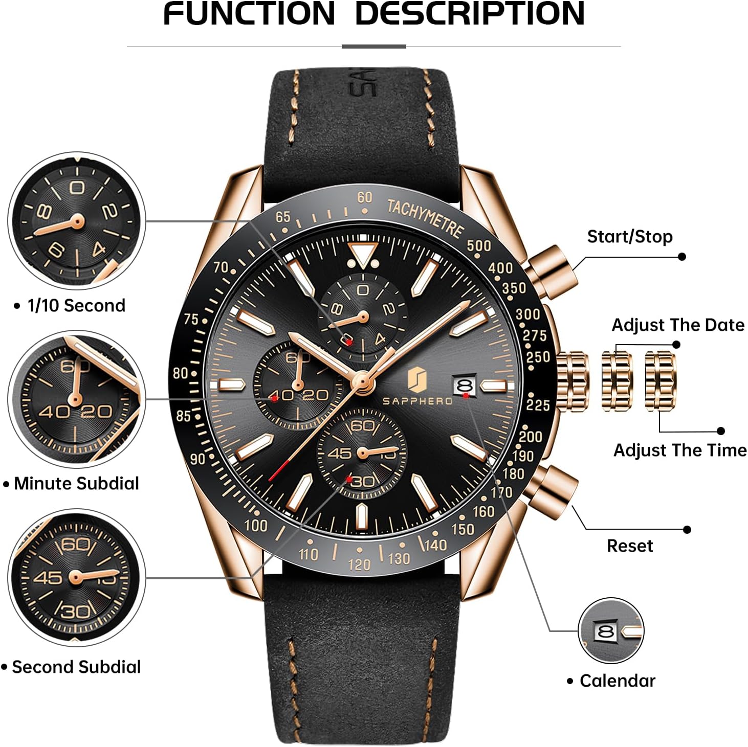 Thumbnail 4 de BENYAR BY-5140 Herren-Chronograph Uhr mit Datum