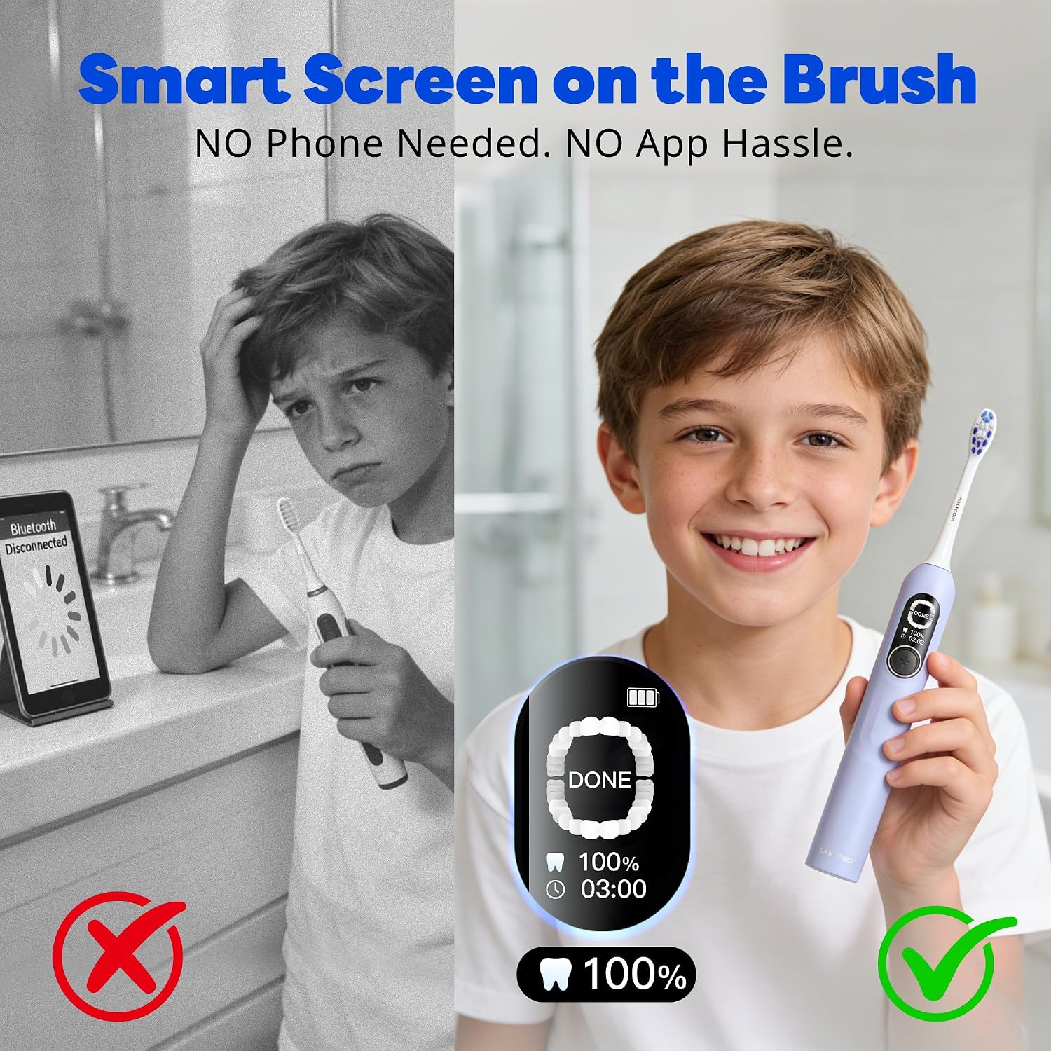 Thumbnail 1 de SAKYPRORAL Kids Electric Toothbrush for Boys & Teens (6-15) with Smart Screen and 150-Day Battery