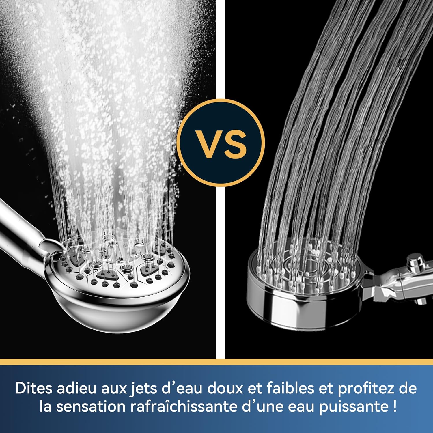 Thumbnail 5 de HNNHOME Pommeau de douche haute pression 6 modes – Grand tête 10 cm, installation universelle, rose
