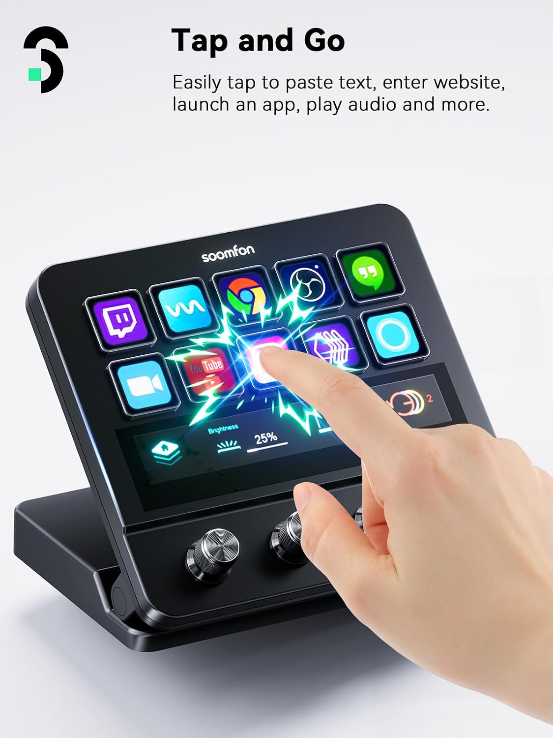Detalle de SOOMFON CN003 Stream Controller with 10 Macro Keys, Touch Strip and 4 Dials
