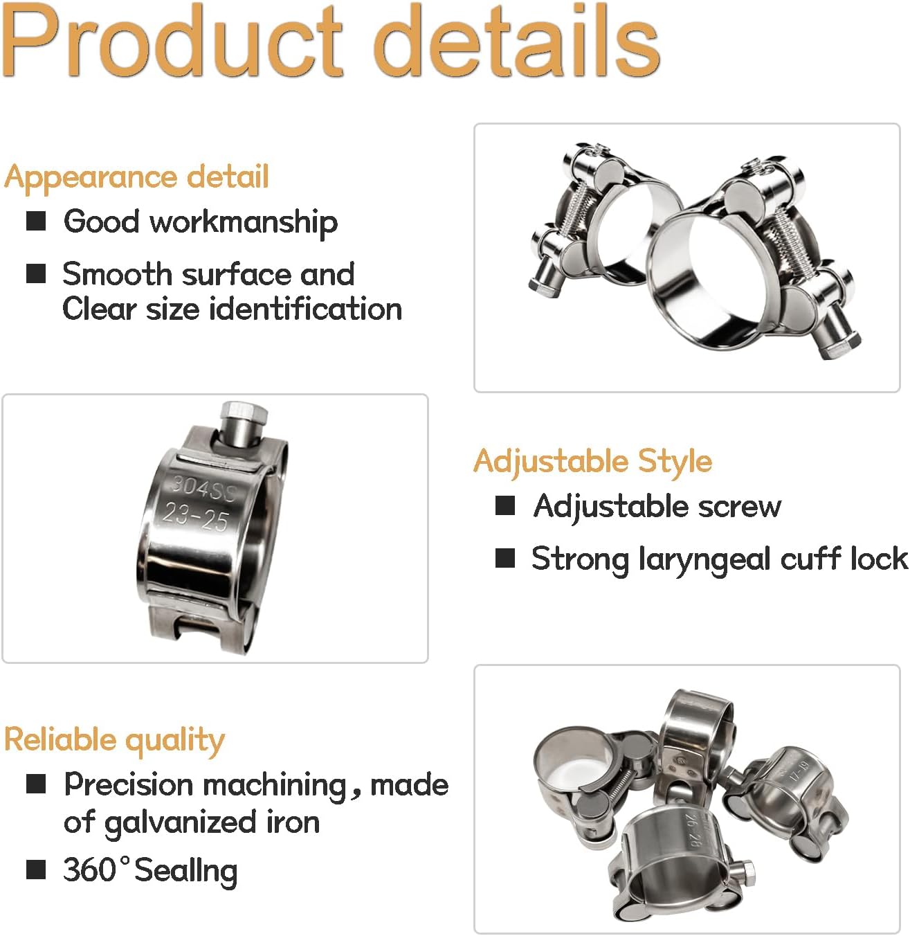 Detalle de zDwfDc T-Bolt Hose Clamps 23–25mm