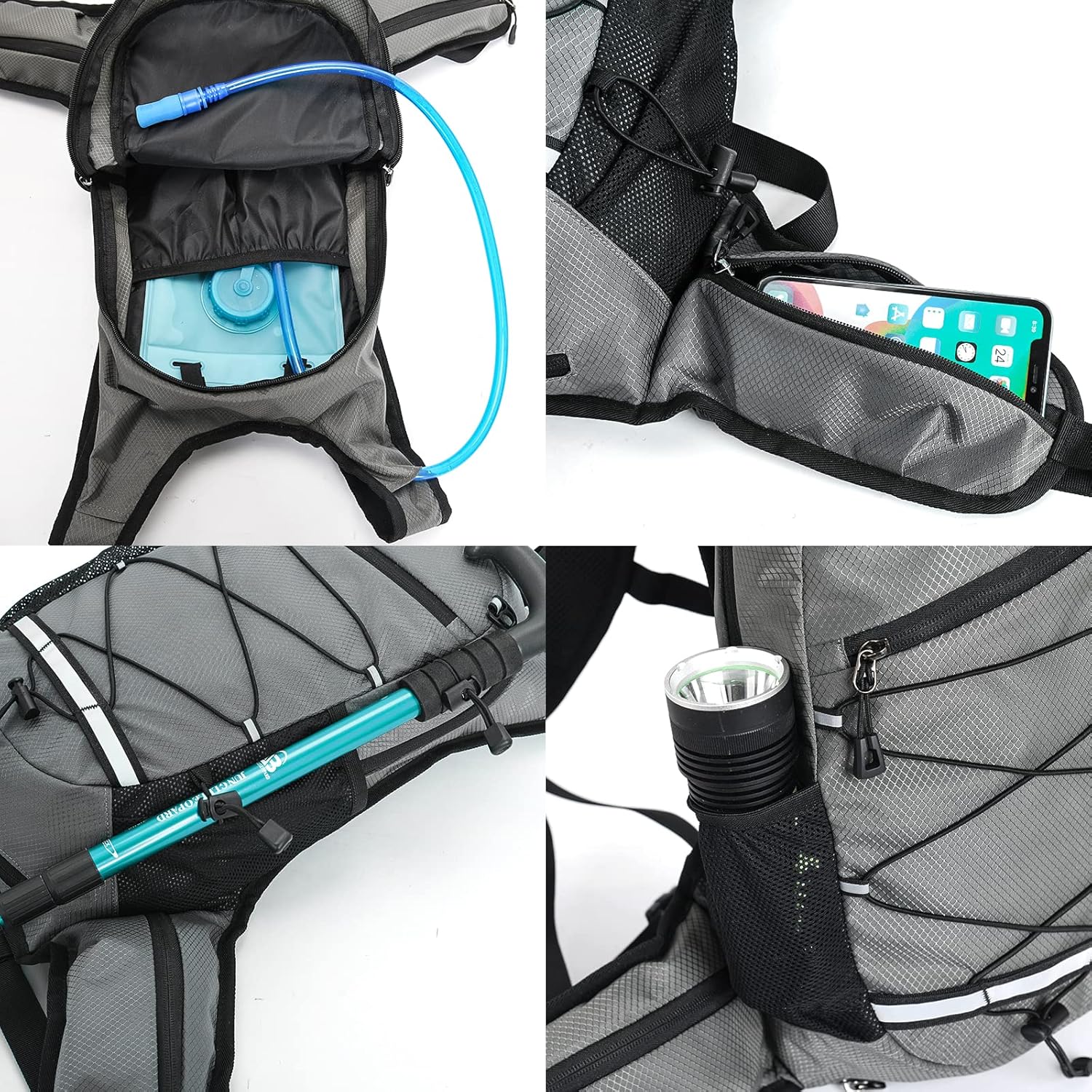 Detalle de buffup® Sac de vélo VTT et randonnée Ultra-léger 15L (0,46 kg) avec poche à eau et système d’hydratation