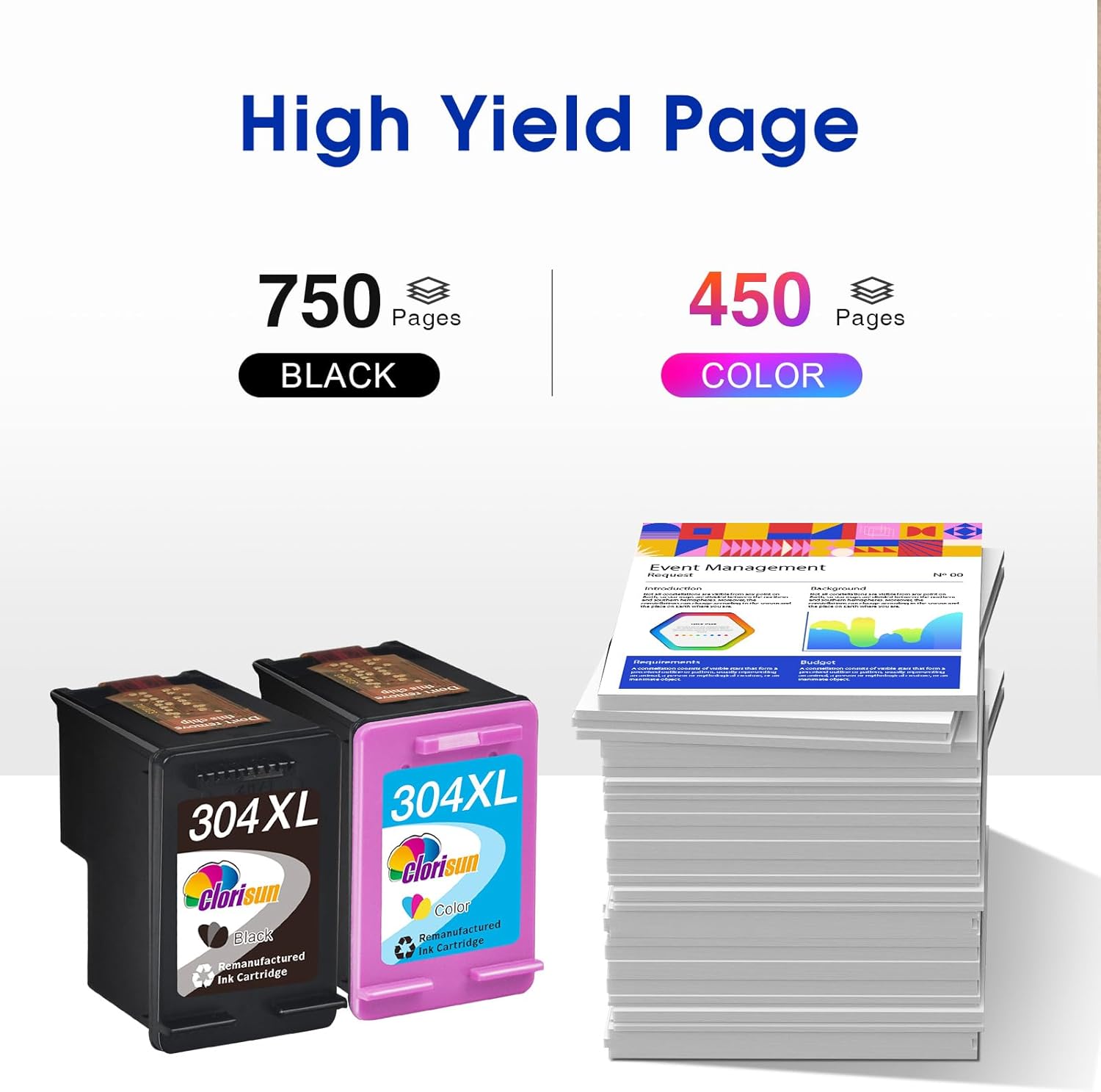 Thumbnail 2 de 304XL Ink Cartridges Black and Colour Remanufactured for HP Envy & DeskJet Series (1 Black + 1 Colour)