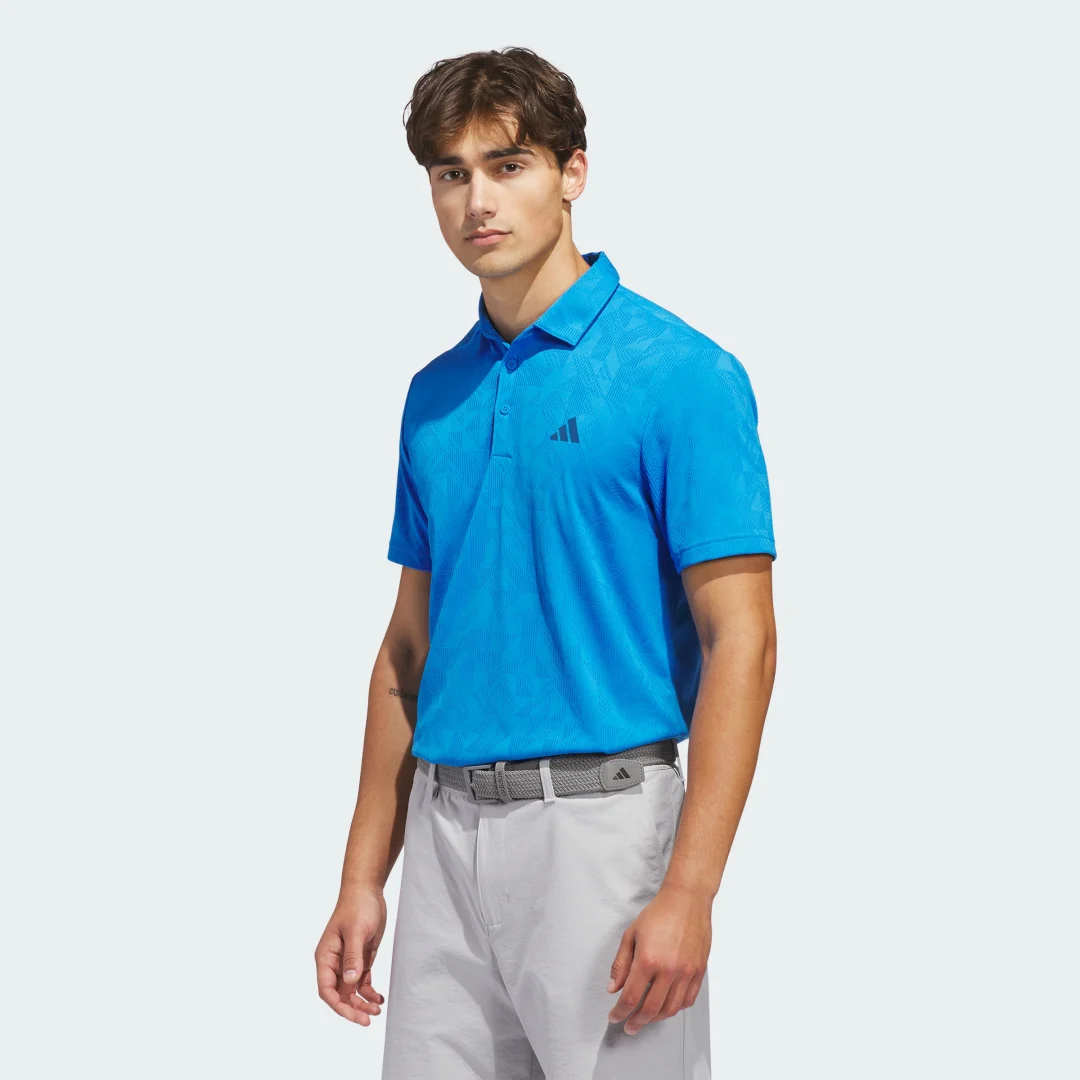 Detalle de POLO de Jacquard Ultimate365 de Adidas en azul