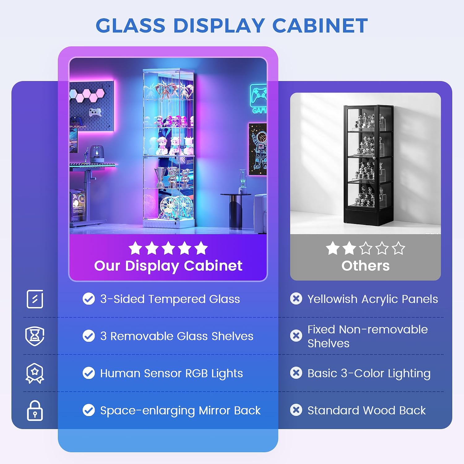 Thumbnail 5 de Lvifur Glass Display Cabinet, 5-Tier