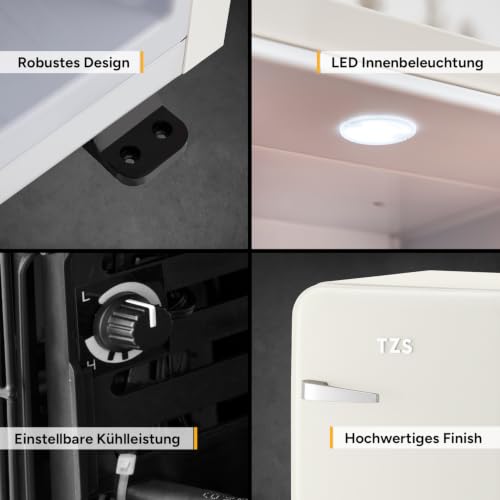 Thumbnail 6 de TZS First Austria Retro Mini Kühlschrank 40L – lautlos, Vintage-Design cremefarben