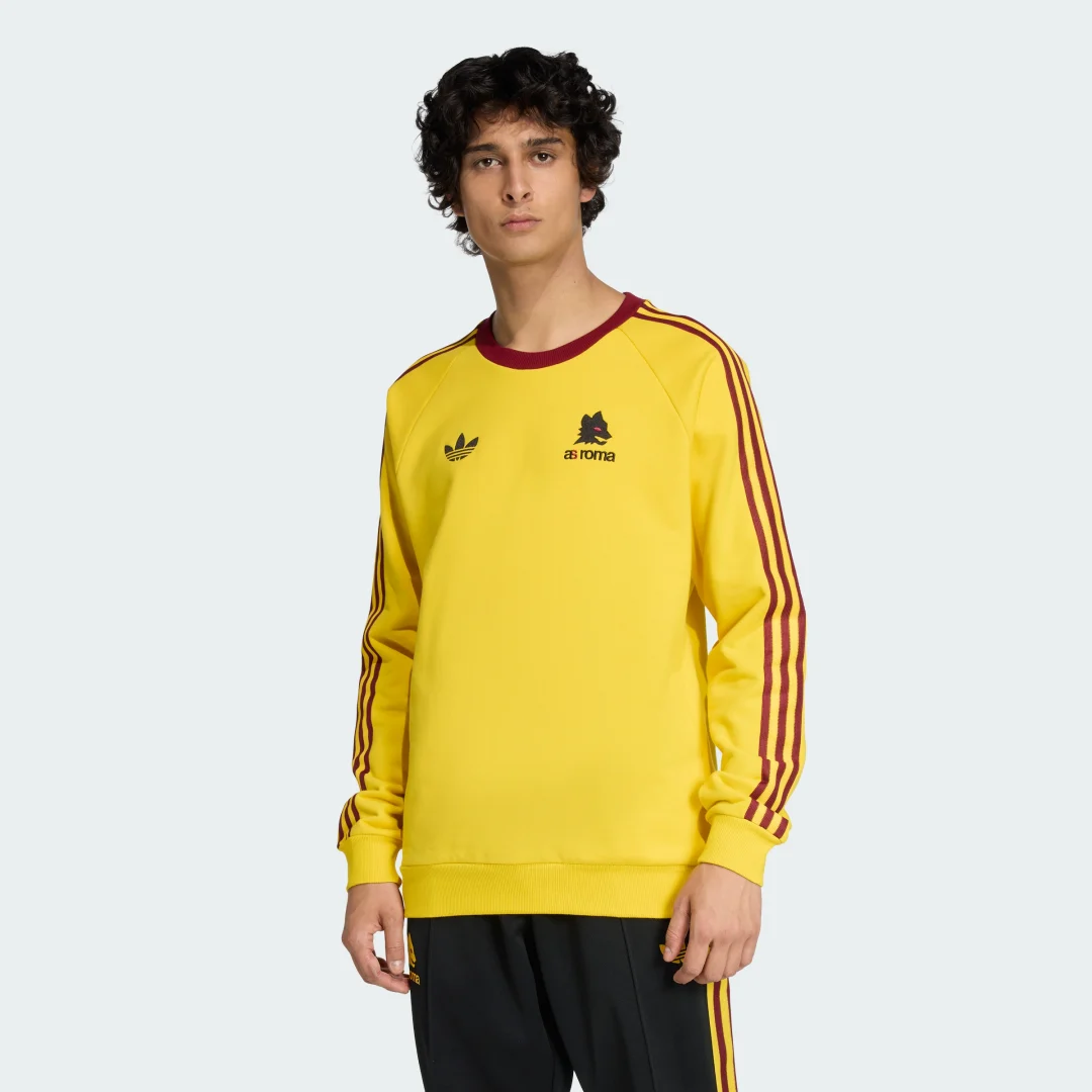 Detalle de Sudadera de cuello redondo AS Roma Originals de Adidas – Amarillo