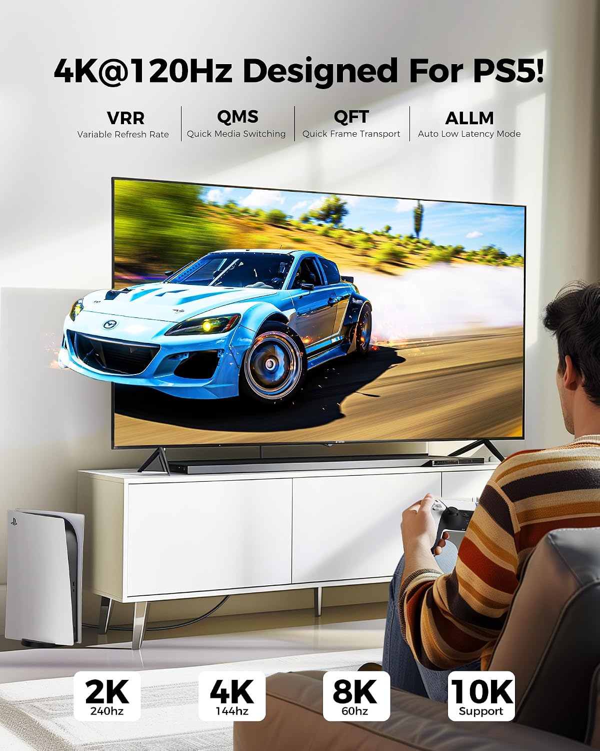 Thumbnail 1 de Silkland 4K@120Hz HDMI 2.1 Cable 2m