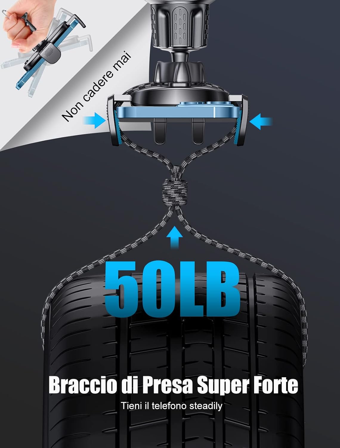 Thumbnail 6 de Glangeh Porta Cellulare Auto 360° – Gancio Aggiornato per Bocchette d'Aria (4"–7"): Compatibile con iPhone 17/16/15 e altri
