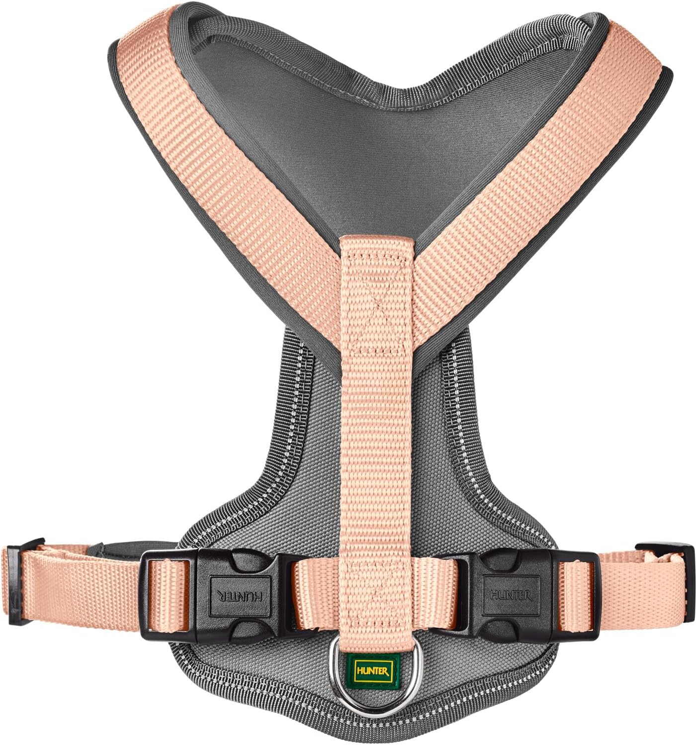 Detalle de HUNTER Hundegeschirr NEOPREN aus strapazierfähigem Nylon, pfirsich/grau – Größe S