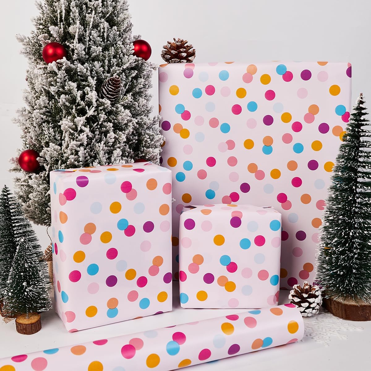 Detalle de Birthday Gift Wrapping Paper Roll – 43cm x 10m Colourful Dots